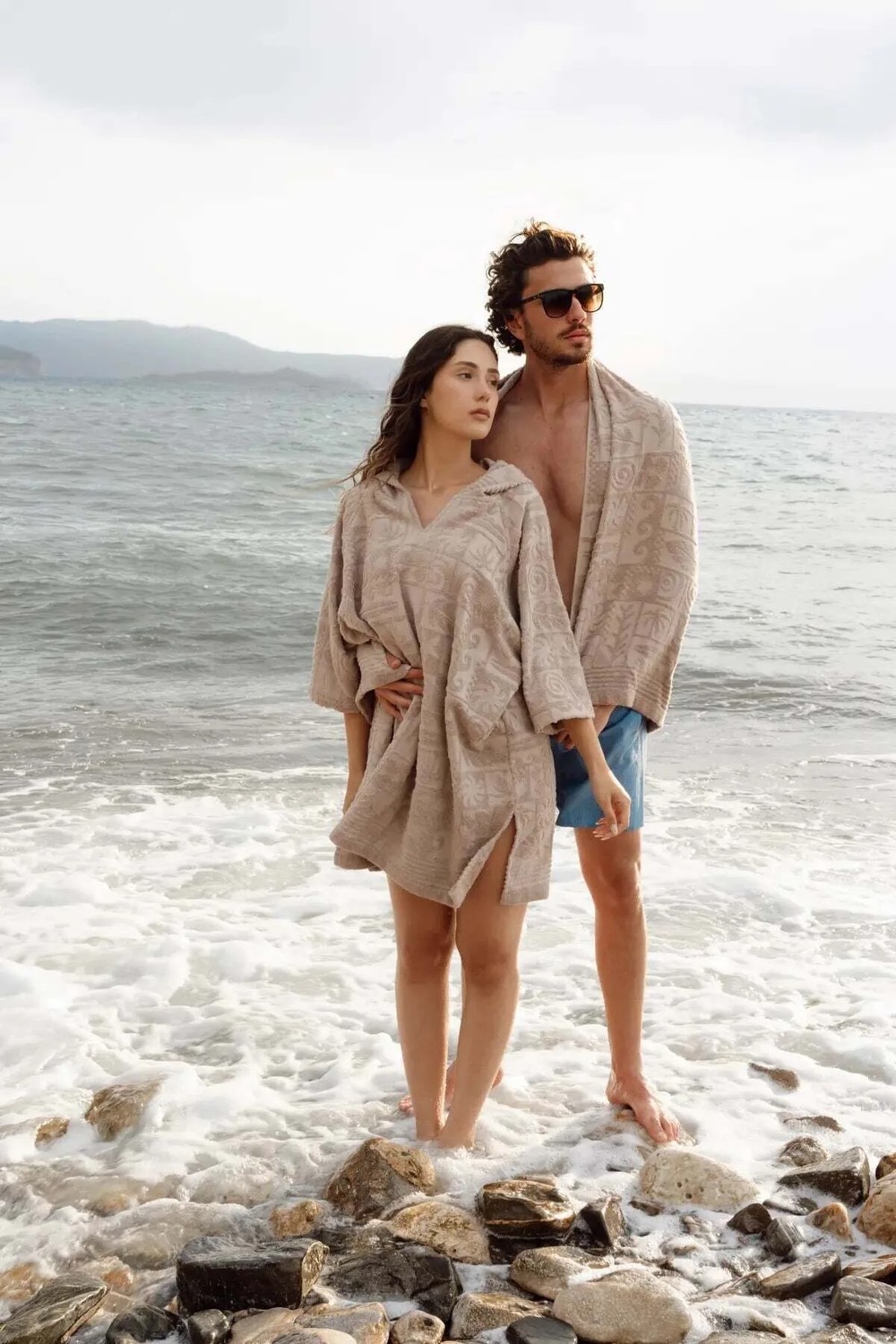 İrya Kayora %100 Pamuk Unisex Plaj Pançosu Windy Blue görsel 4