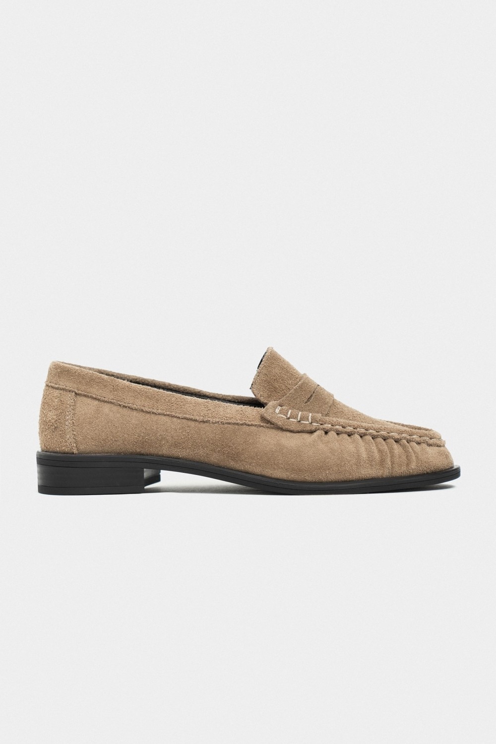 Nişantaşı Shoes Naty Rome Bej Süet Hakiki Deri Kadın Loafer Ayakkabı