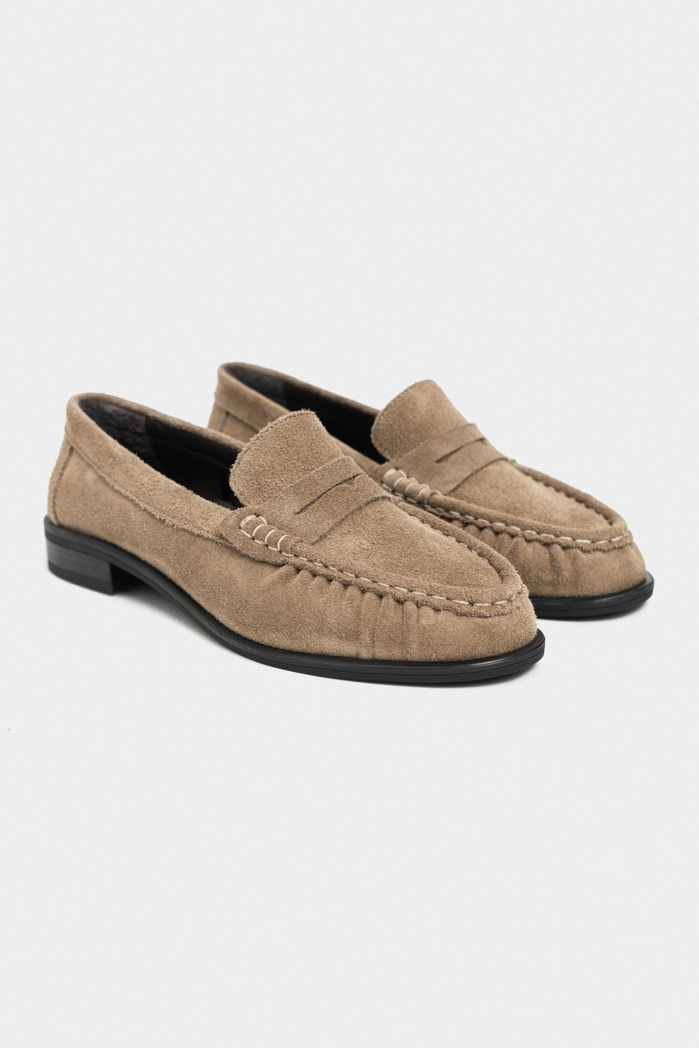 Nişantaşı Shoes Naty Rome Bej Süet Hakiki Deri Kadın Loafer Ayakkabı görsel 5