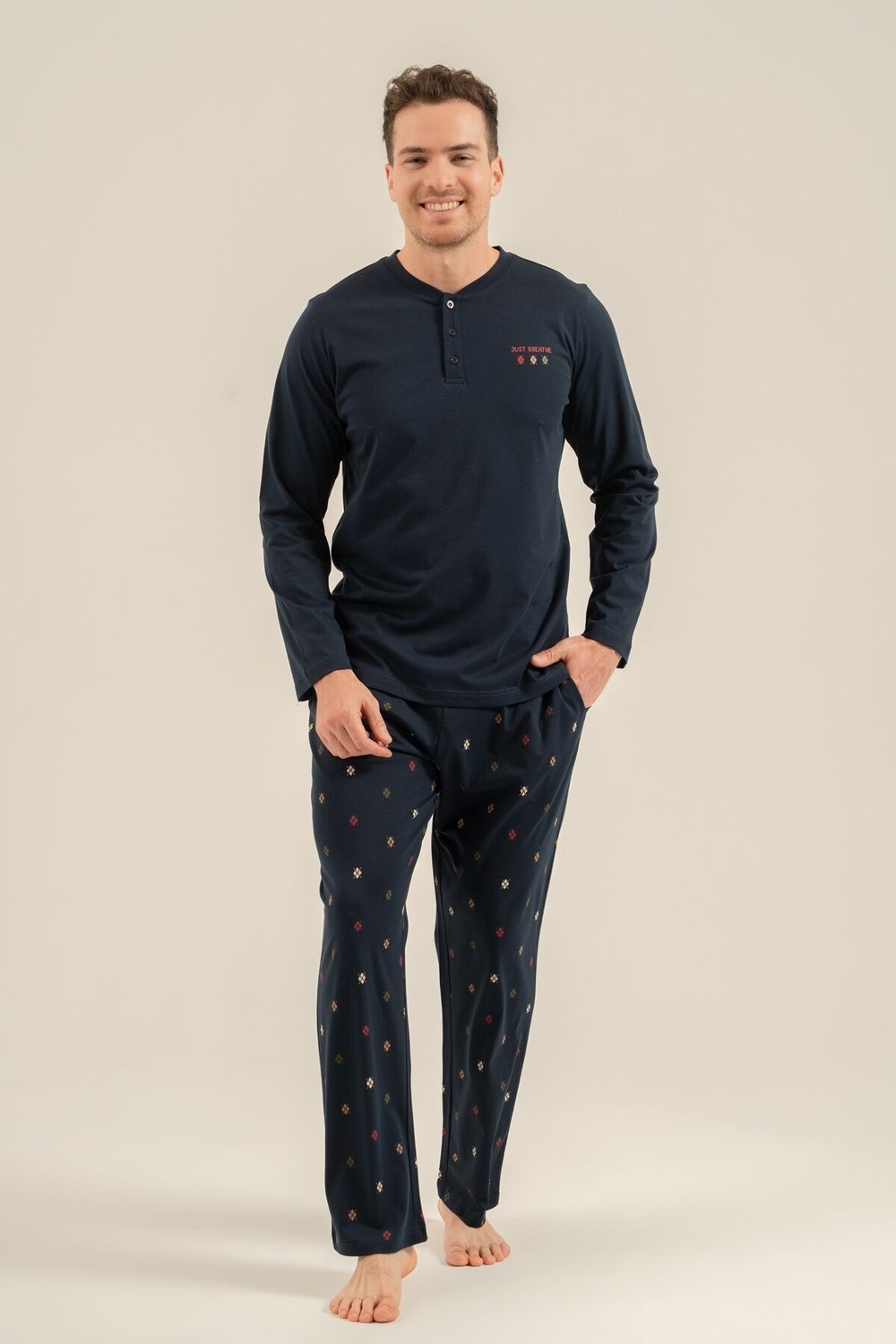 Arnetta Erkek Just Breathe Bordo Uzun Kol Pijama Takım AR3853-S-V2 AR3853-S-V2 görsel 7