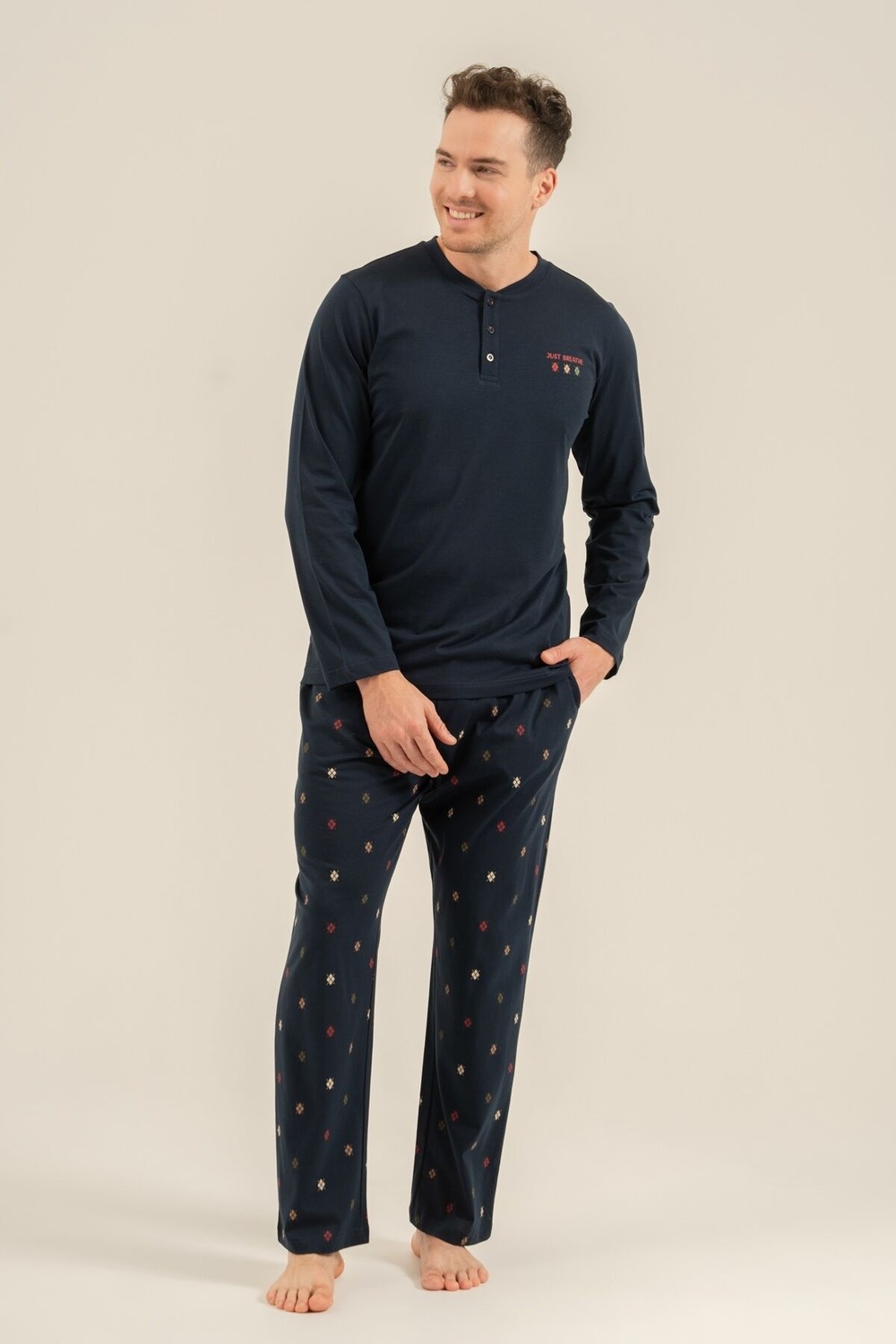 Arnetta Erkek Just Breathe Bordo Uzun Kol Pijama Takım AR3853-S-V2 AR3853-S-V2 görsel 8
