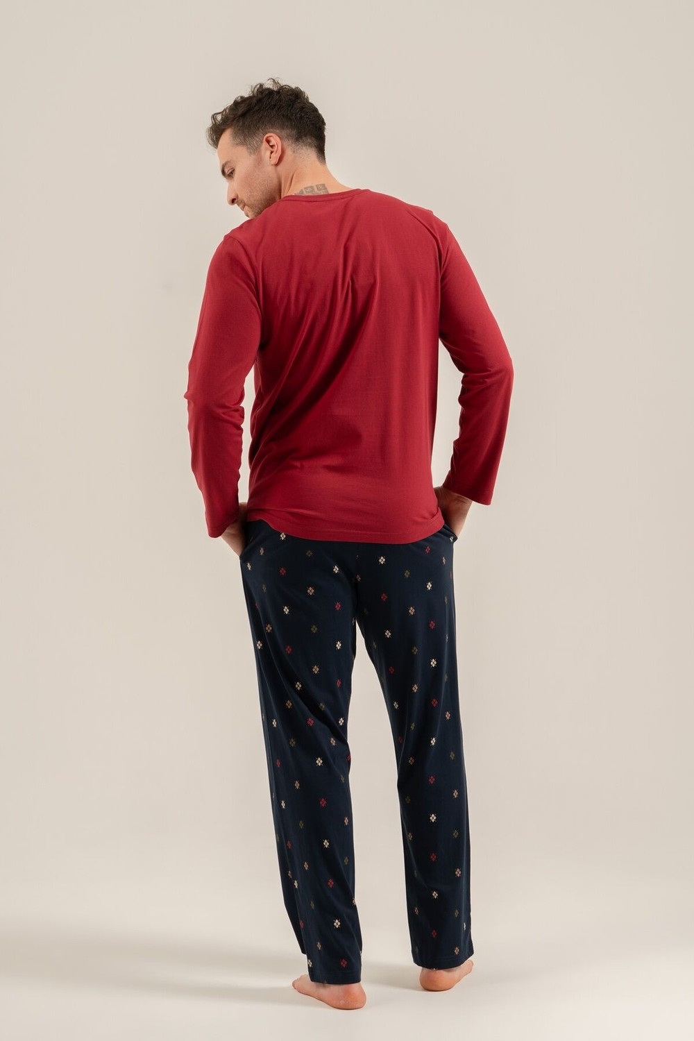 Arnetta Erkek Just Breathe Bordo Uzun Kol Pijama Takım AR3853-S-V2 AR3853-S-V2 görsel 4