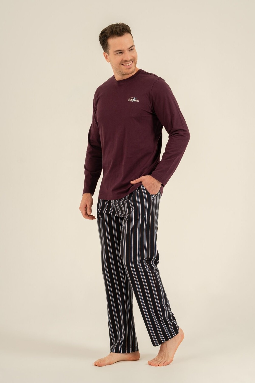 Arnetta Erkek Everything Is Possible Mor Uzun Kol Pijama Takım AR3835-S-V1 AR3835-S-V1 görsel 2