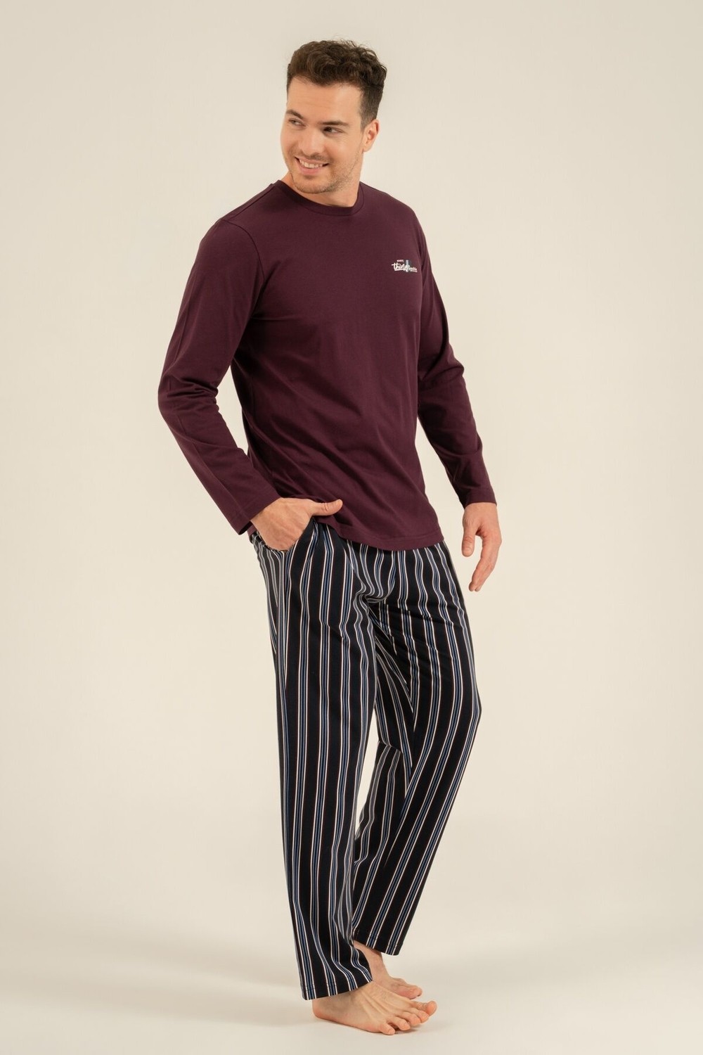 Arnetta Erkek Everything Is Possible Mor Uzun Kol Pijama Takım AR3835-S-V1 AR3835-S-V1 görsel 3