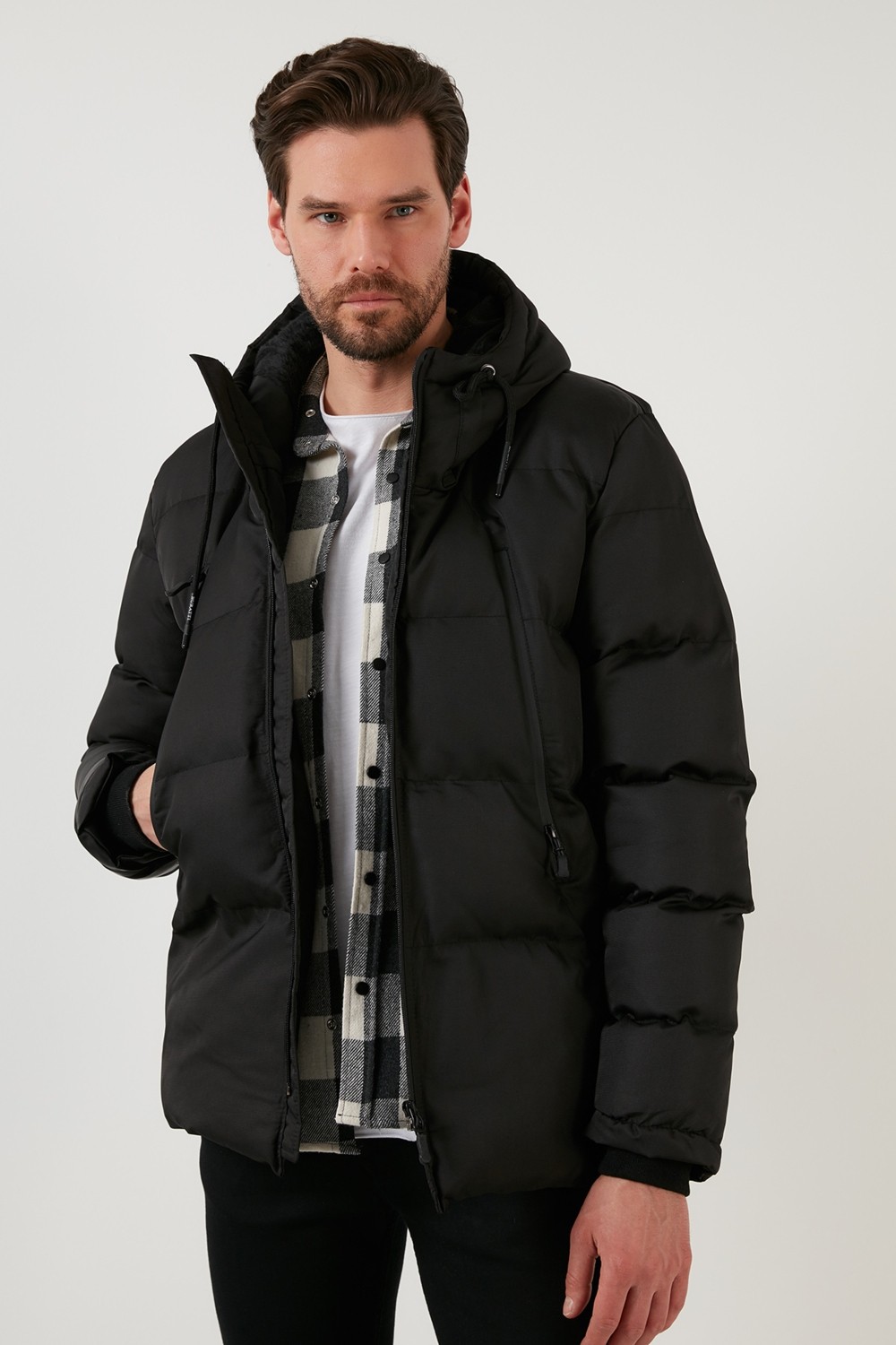 Buratti Fermuar Kapama Slim Fit Kapüşonlu Dik Yaka Mont Erkek MONT 5717101 görsel 8