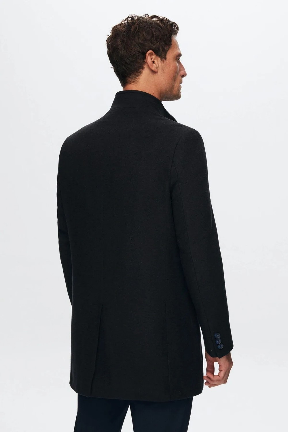 D'S Damat Erkek Siyah Kaşe Kaban, %30 Yün %70 Akrilik, Regular Fit, Mono Yaka, Düz Desen, Kışlık Şık Model 5HF08ORT10000 görsel 7