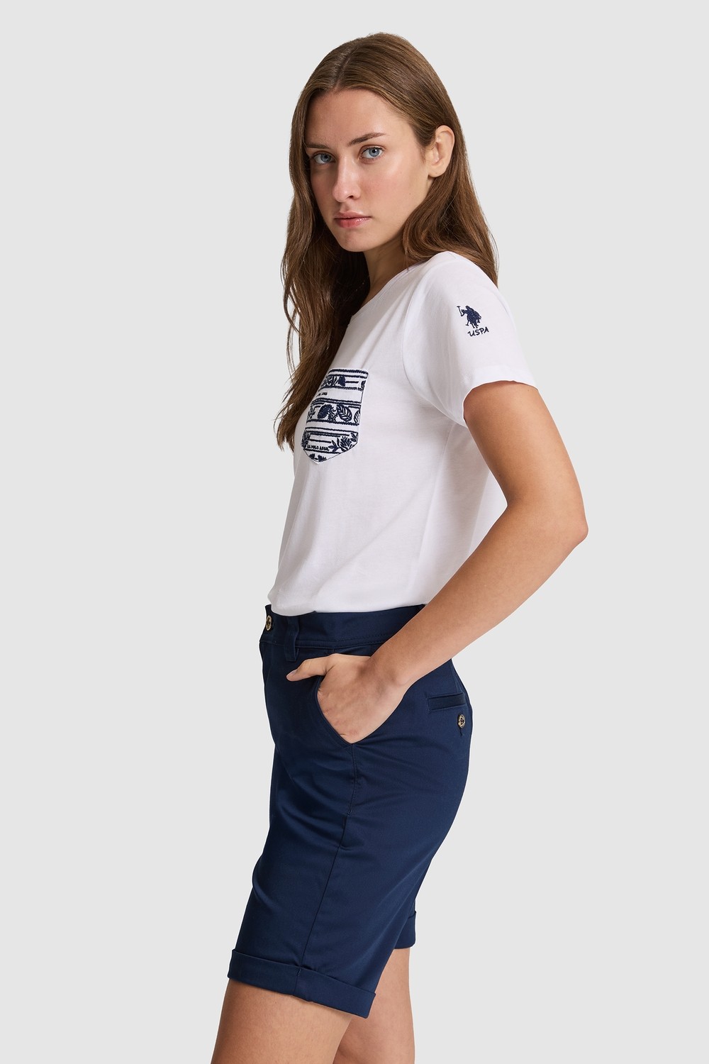 U.S. Polo Assn. Kadın Beyaz Tişört 50323540-VR013 görsel 3
