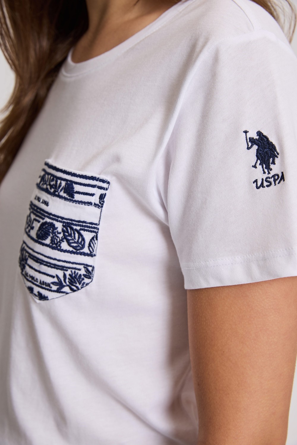 U.S. Polo Assn. Kadın Beyaz Tişört 50323540-VR013 görsel 6