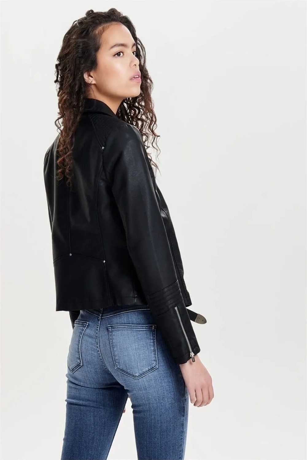 Only 15153079 Only Onlgemma Faux Leather Bıker Otw Noos Kadın Suni Deri Mont Black görsel 8