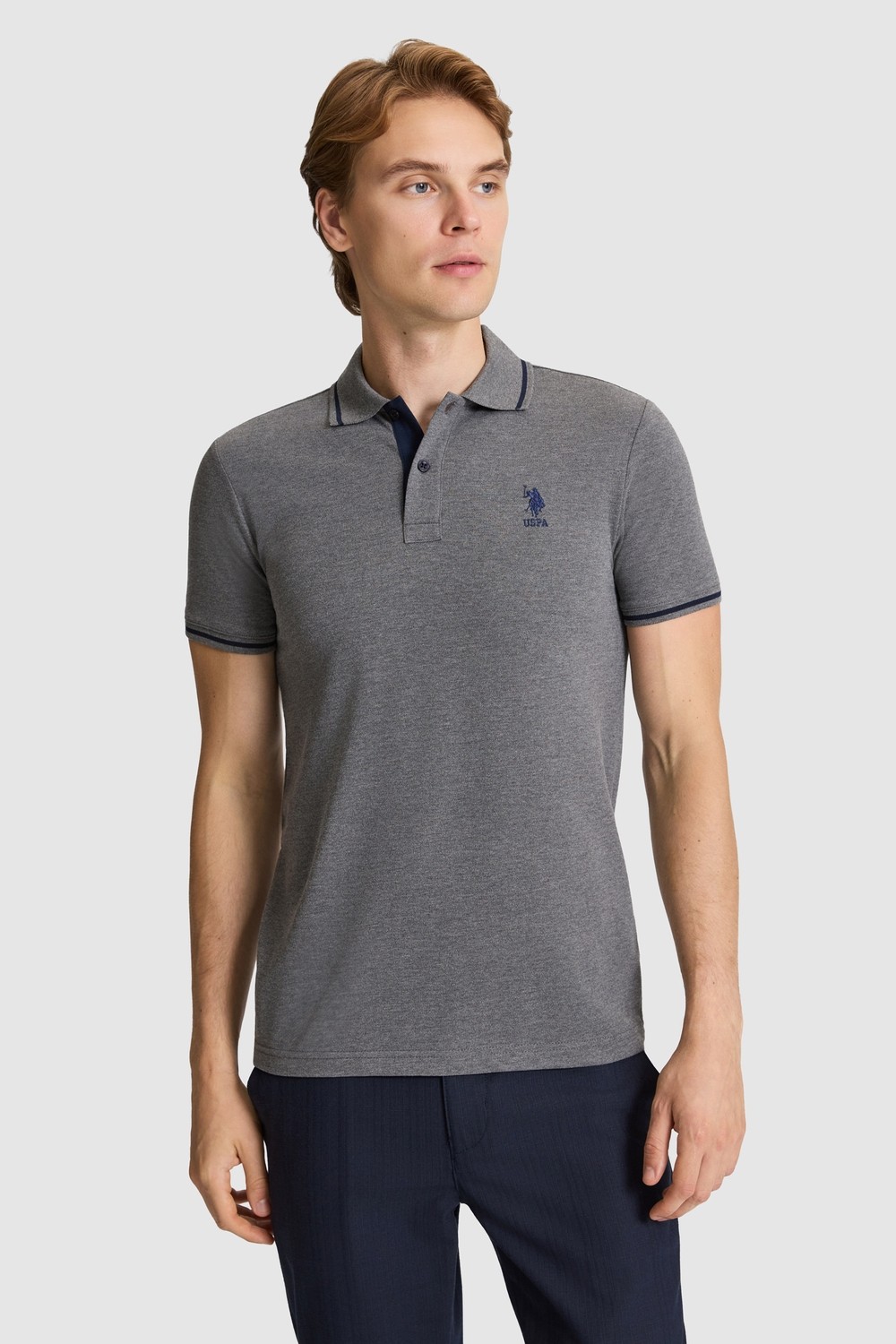 U.S. Polo Assn. Erkek Antrasit Melanj Tişört Basic 50326975-VR081