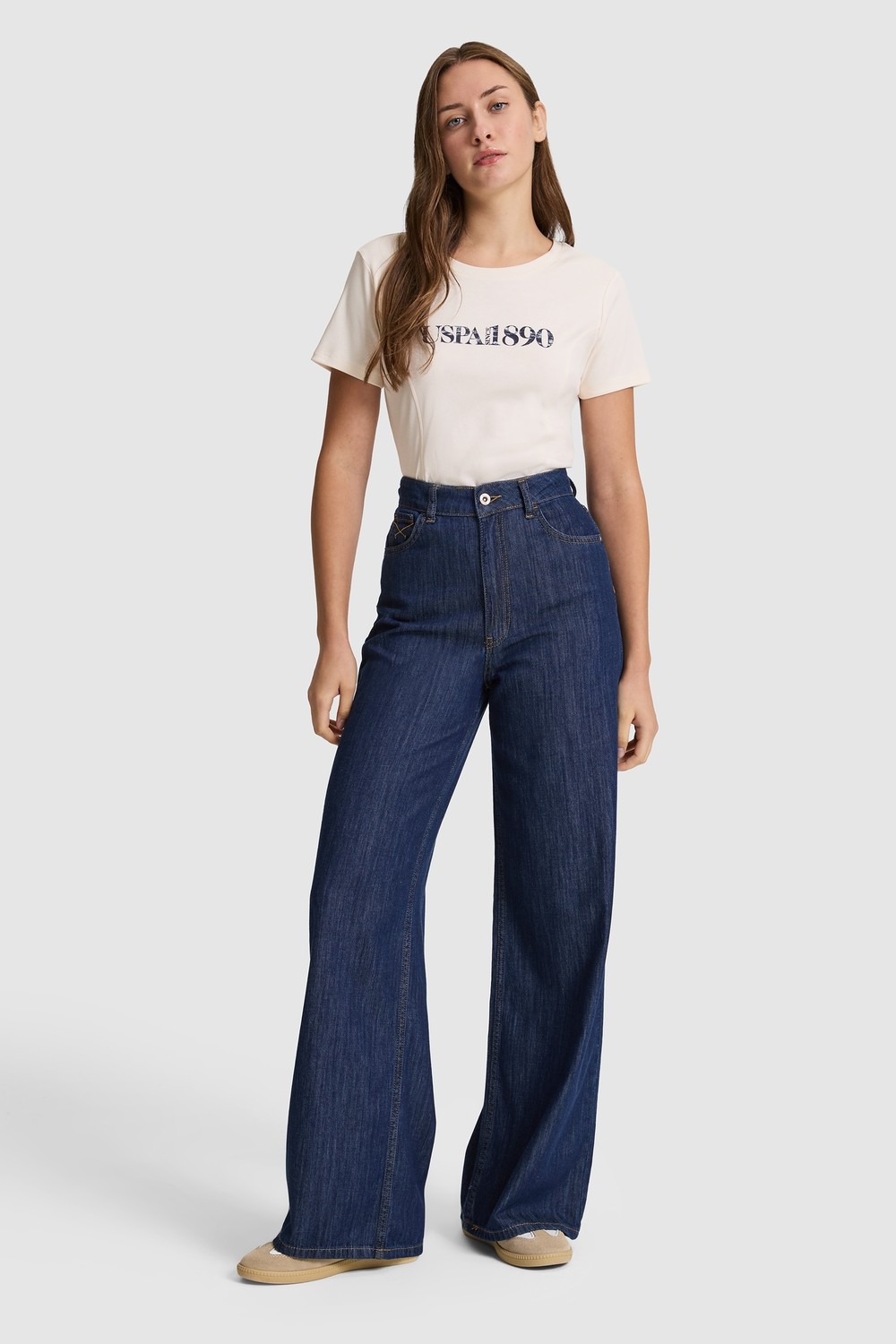U.S. Polo Assn. Kadın Krem Tişört 50323462-VR071 görsel 4