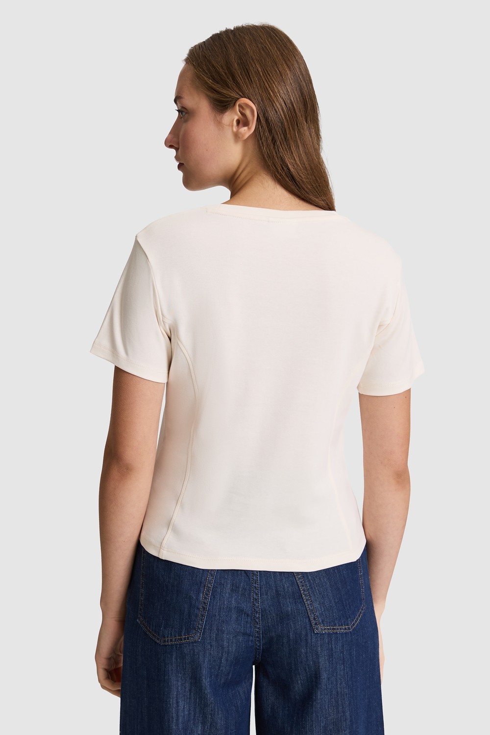 U.S. Polo Assn. Kadın Krem Tişört 50323462-VR071 görsel 5