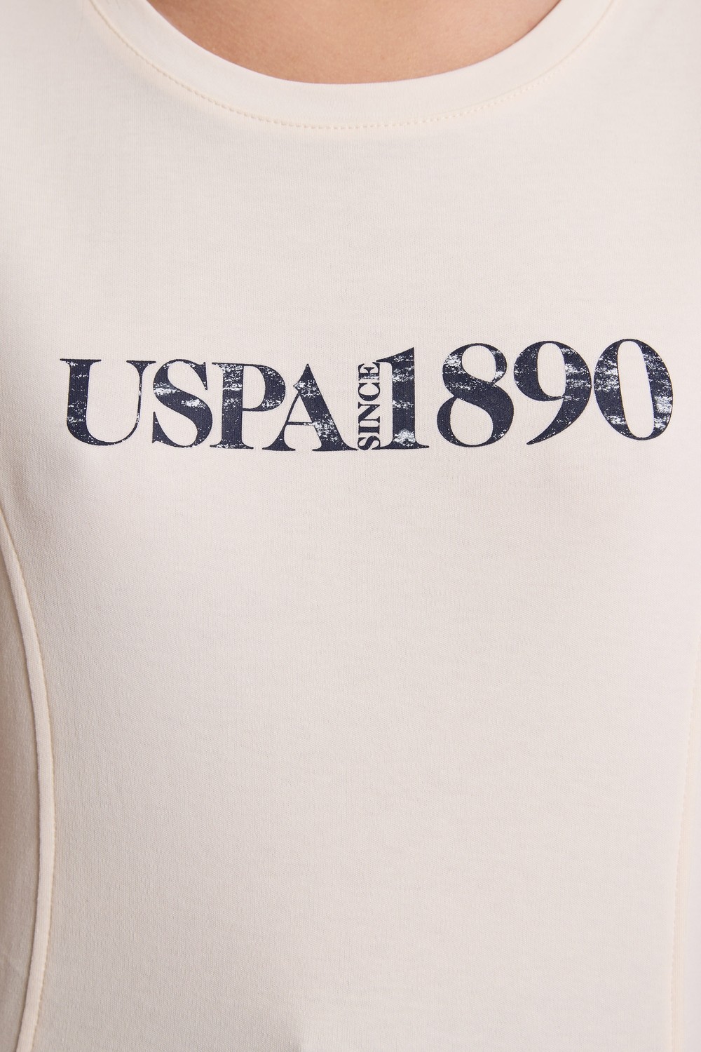 U.S. Polo Assn. Kadın Krem Tişört 50323462-VR071 görsel 6