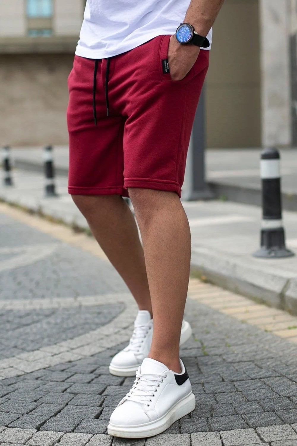 Madmext Bordo Erkek Regular Fit Şort 4842 %85 Pamuk %15 Polyester Desenli Rahat Kesim görsel 2