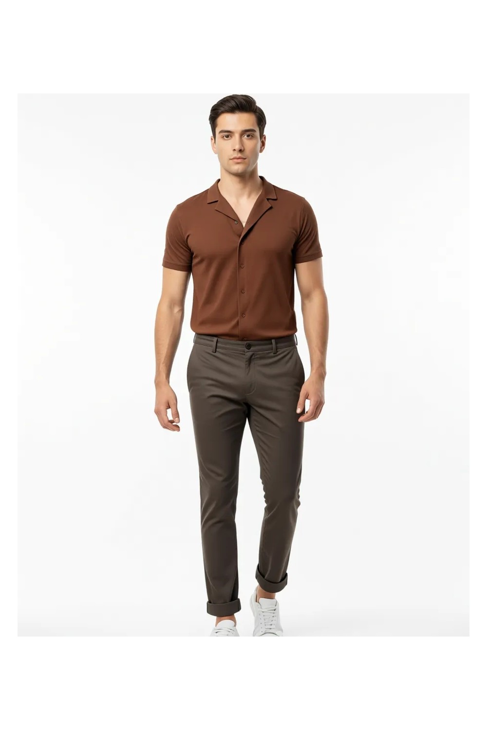 Madmext Bej Erkek Gömlek Slim Fit Günlük Stil %65 Pamuk %35 Polyester 5500 görsel 6