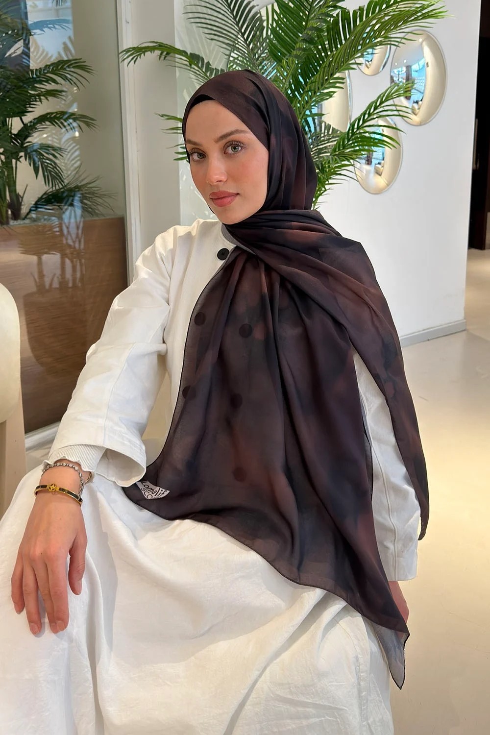 Lamelif Batik Desen Soft Şal Mint Yeşili görsel 5