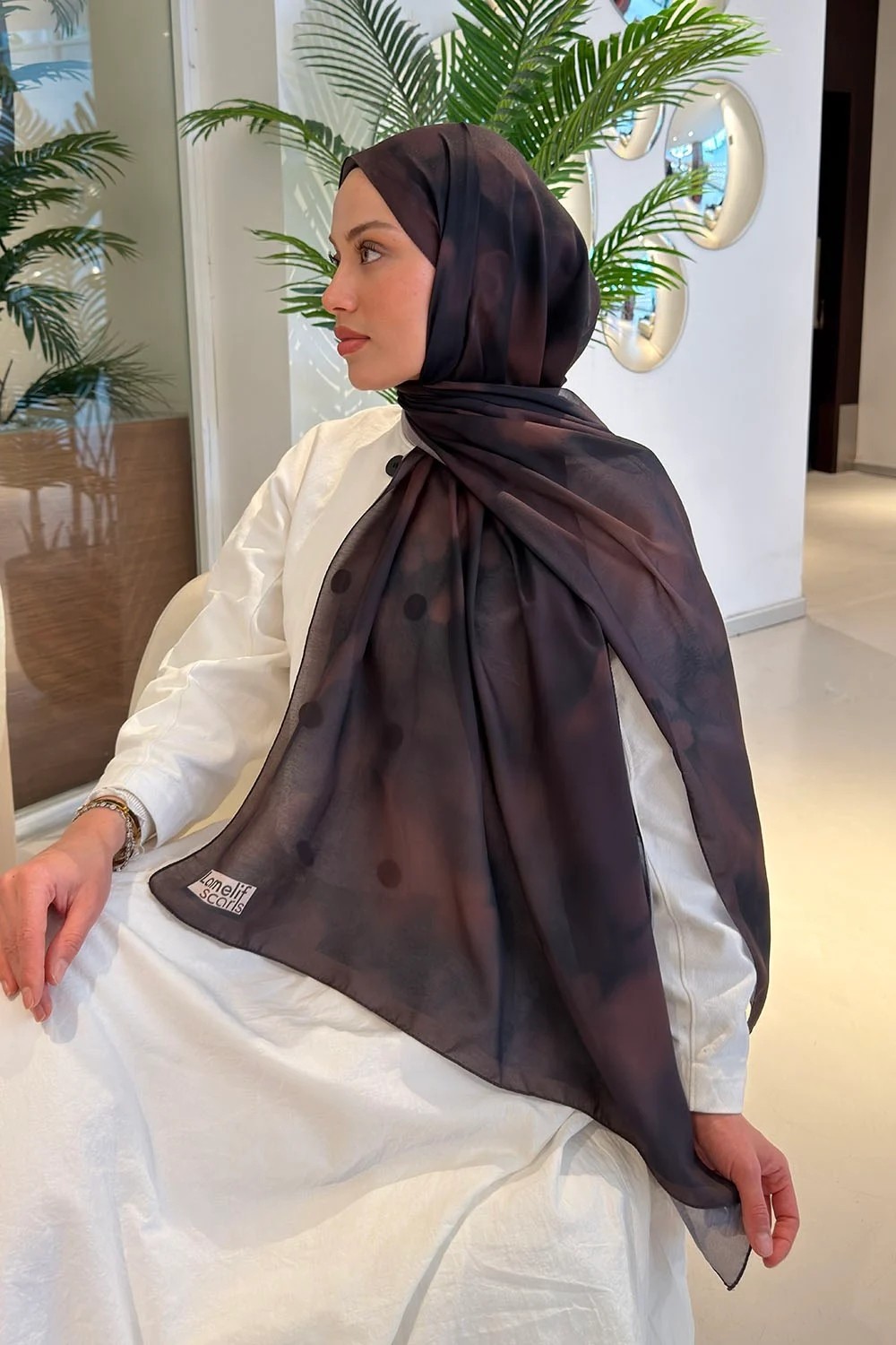 Lamelif Batik Desen Soft Şal Mint Yeşili görsel 8