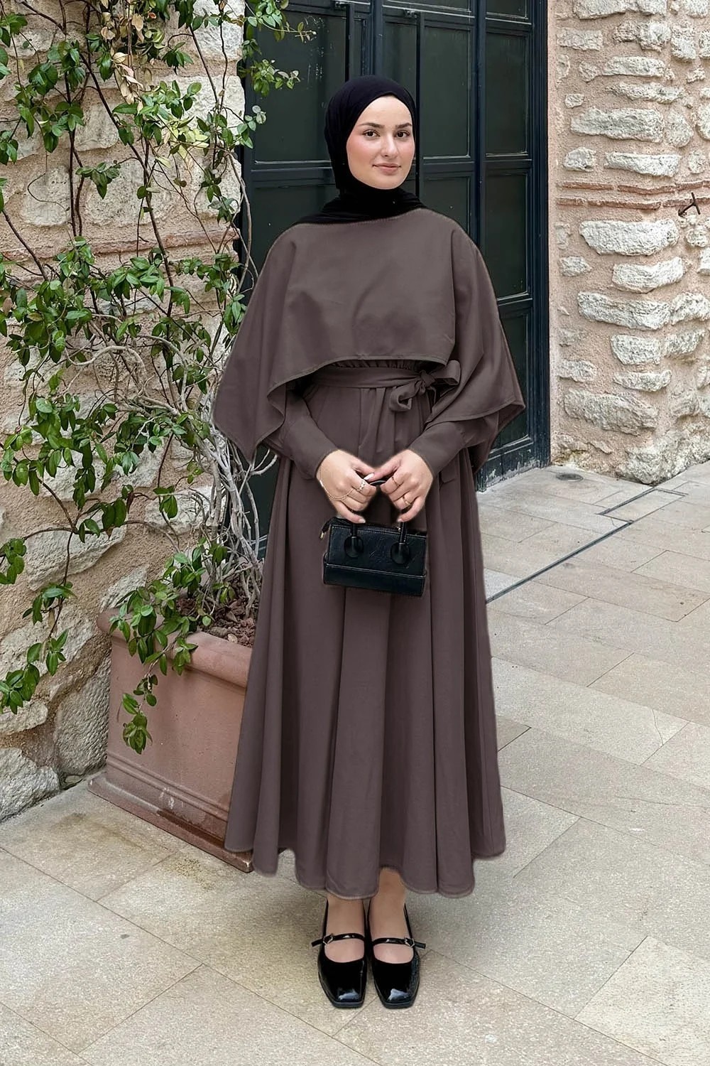 Lamelif Pelerin Detaylı Elbise Lacivert görsel 2