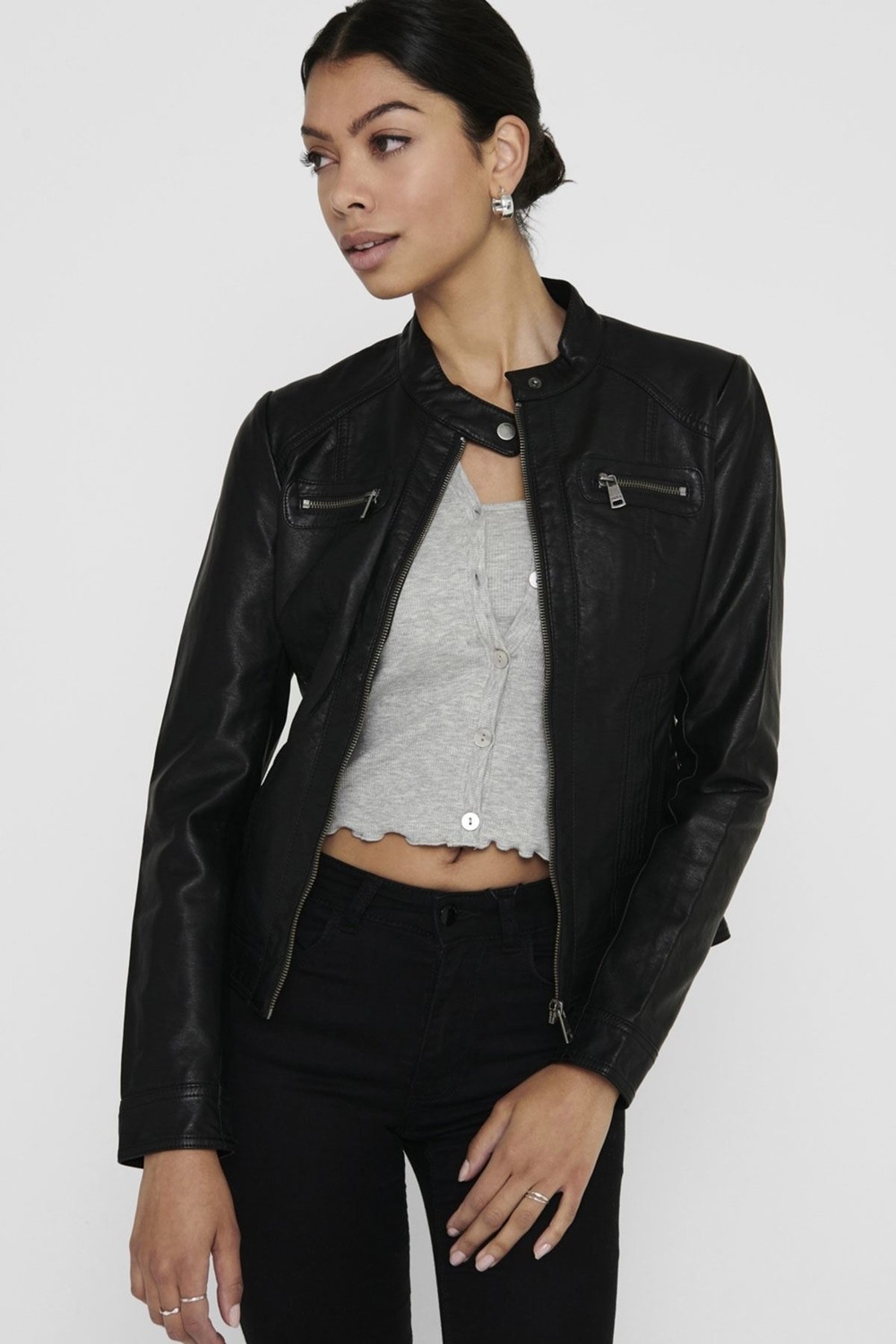 Only 15081400 Only Onlbandıt Faux Leather Bıker Otw Noos Kadın Deri Mont Black