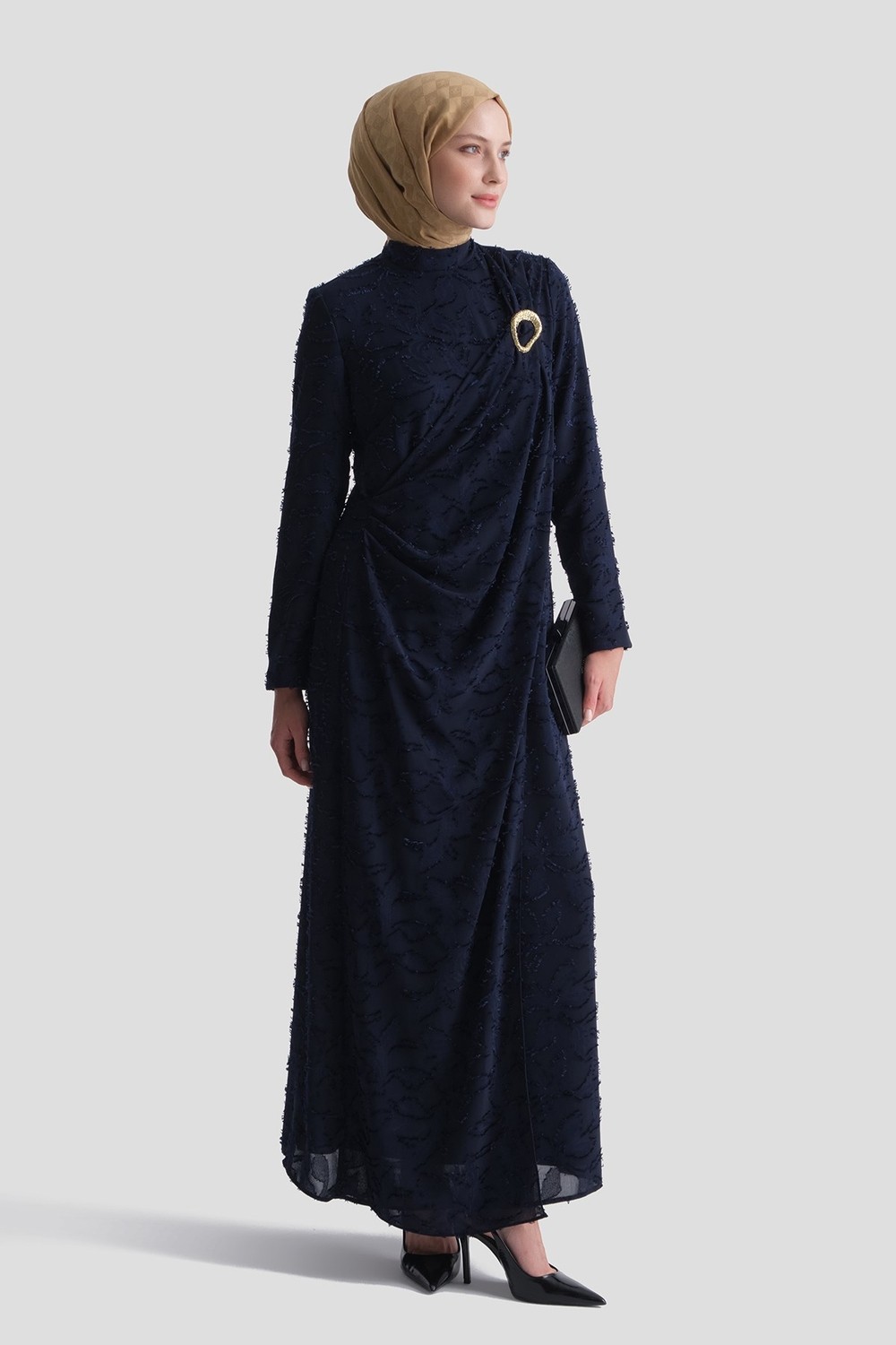 Armine Dantel Abiye Elbise Lacivert