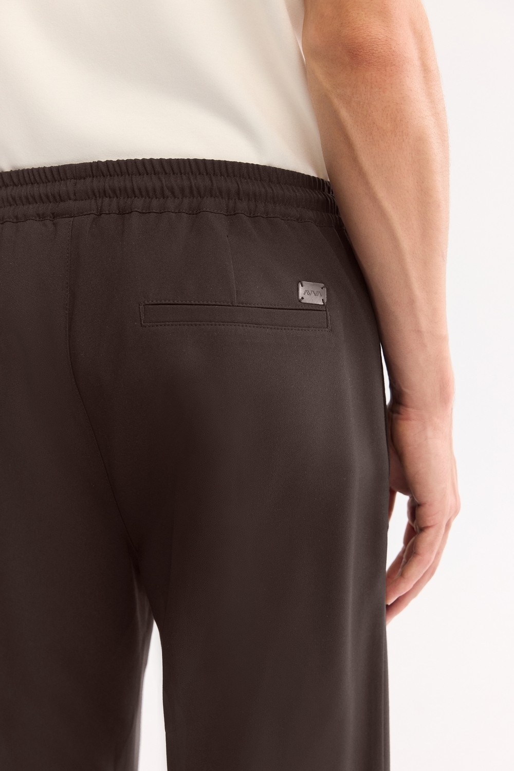 AVVA Erkek Kahverengi Beli Lastikli Bağcıklı Duble Paça Jogger Relaxed Fit Pantolon E003000 görsel 5