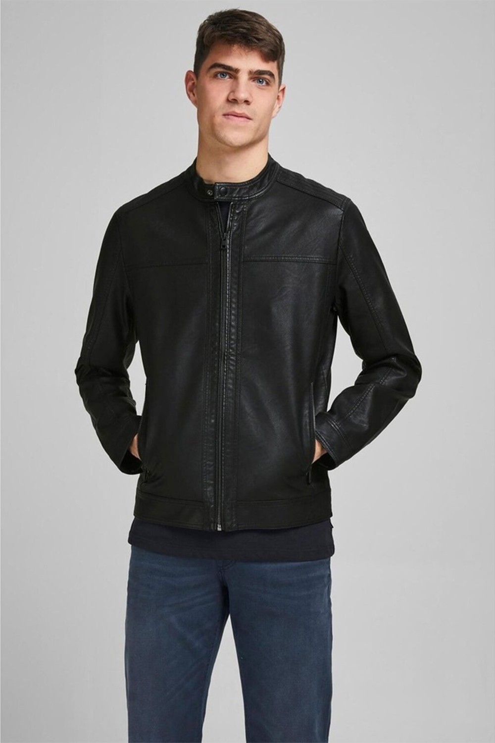 Jack & Jones Erkek Suni Deri Ceket
