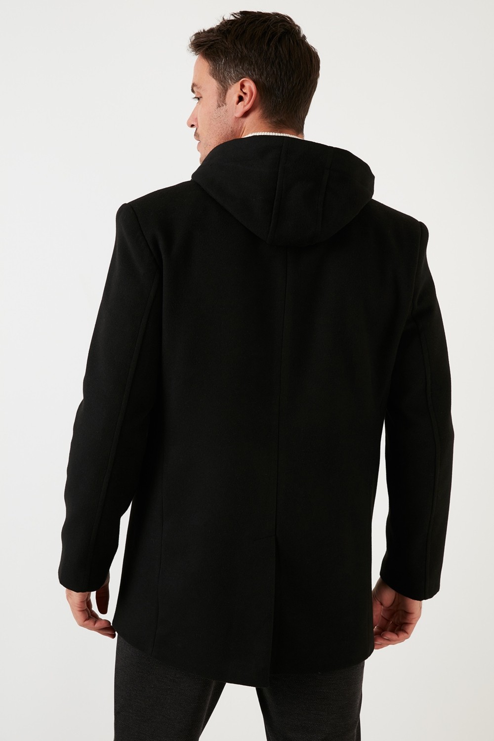 Buratti Çıkarılabilir Kapüşonlu Kırçıllı Slim Fit Kaşe Kaban Erkek KABAN 5841013 görsel 5