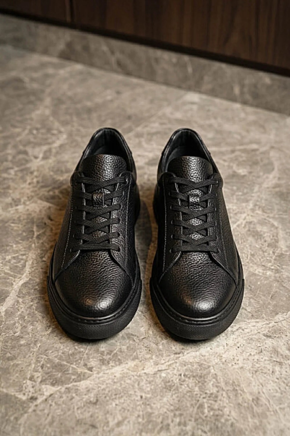 Hatemoğlu Siyah Casual Bağcıklı Deri Sneakers