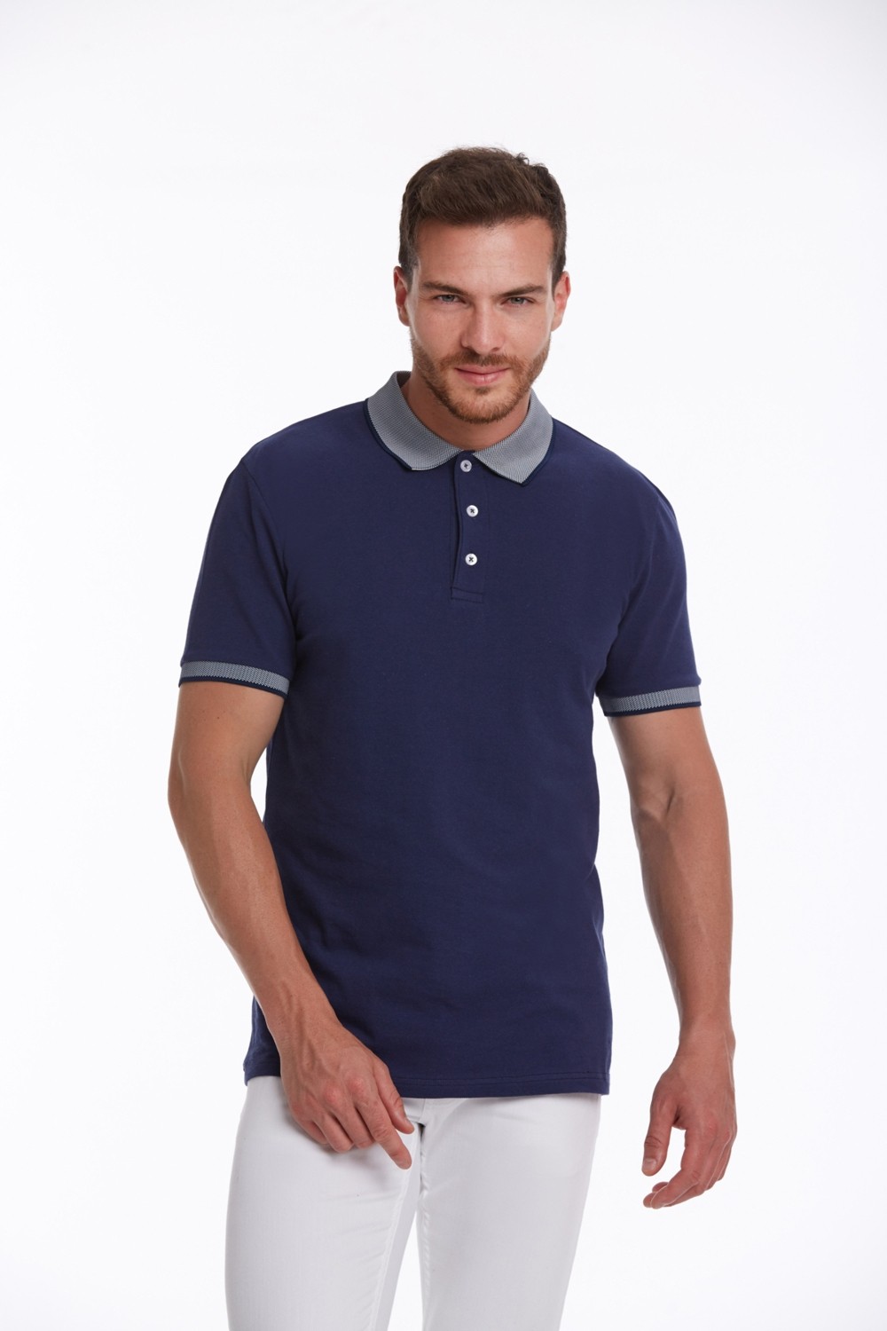 Hatemoğlu Erkek Lacivert %100 Pamuk Regular Fit Polo Yaka Tişört