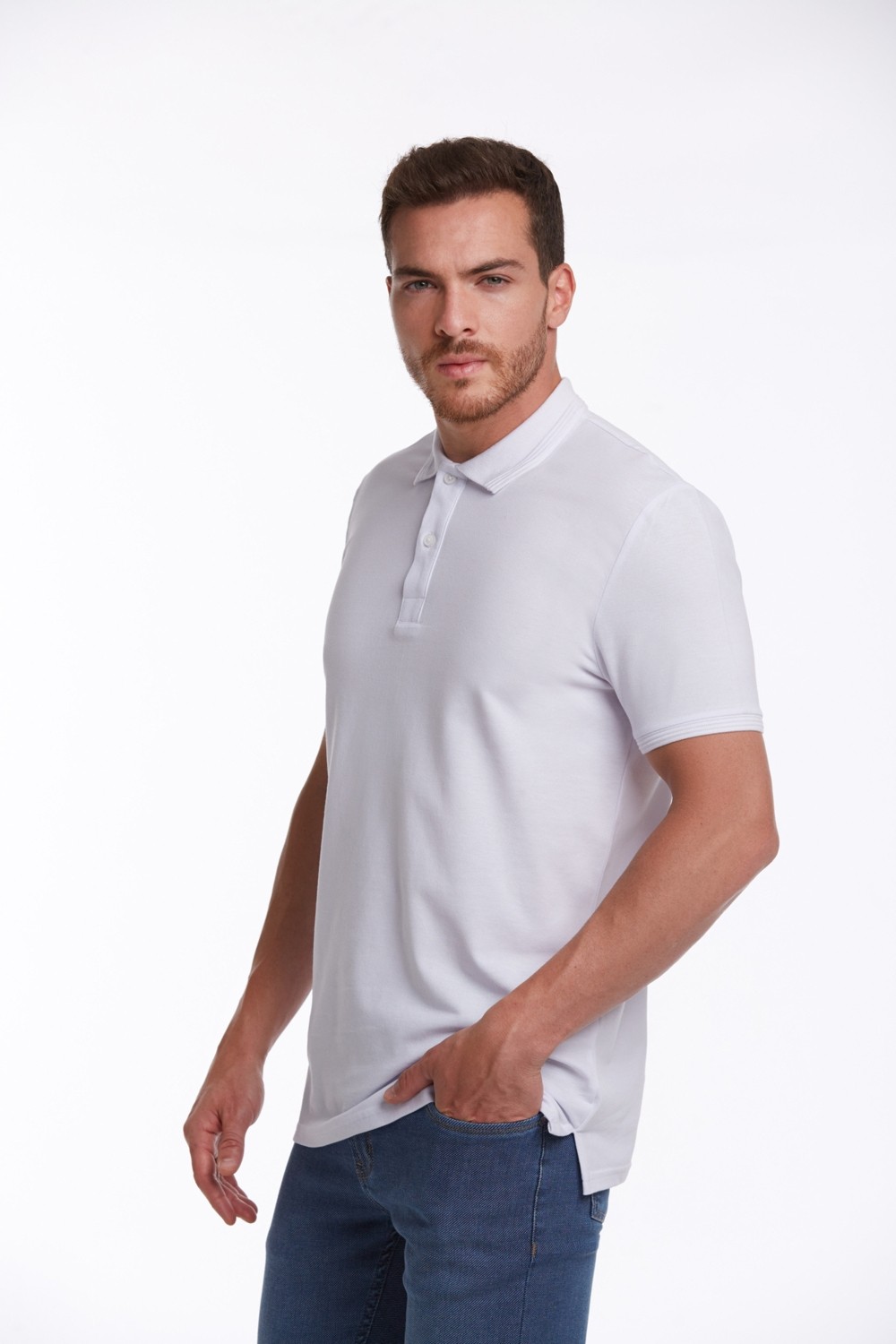 Hatemoğlu Erkek Mavi Regular Fit %100 Pamuk Polo Yaka Tişört görsel 6