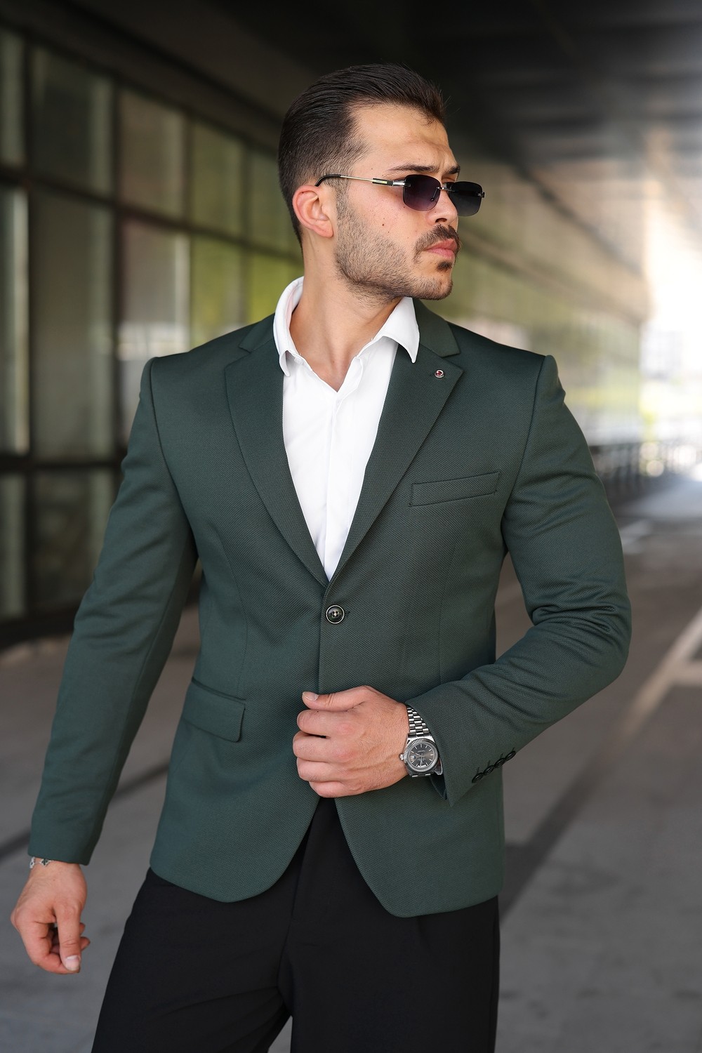 Sabri Zengin Erkek Çift Düğme Slim Fit Blazer Ceket