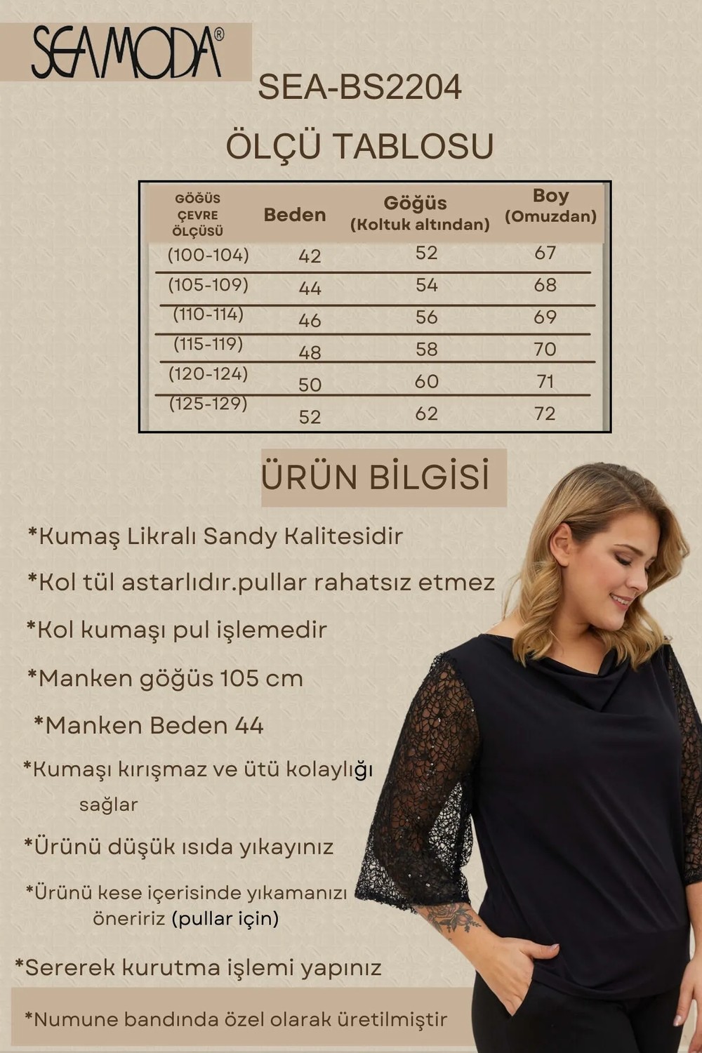 Sea Moda Kadın Siyah Pul Işlemeli Truvakar Kol Degaje Yaka Bluz Günlük Stil ve Rahatlık görsel 6