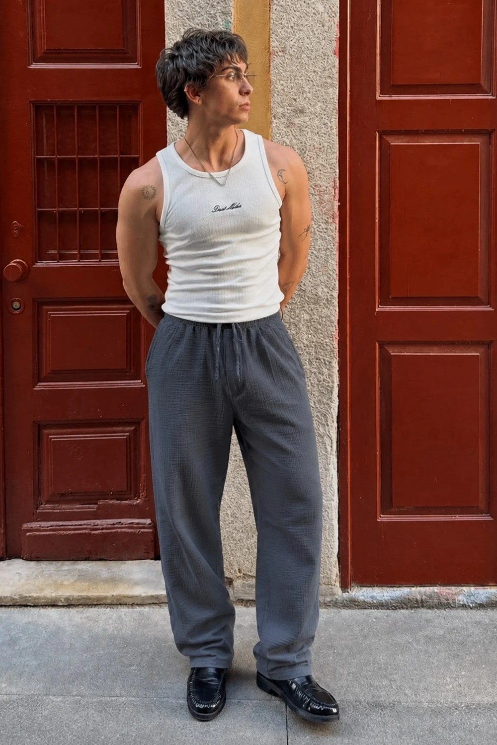 Madmext Siyah Müslin Kumaş Erkek Basic Pantolon 6507
