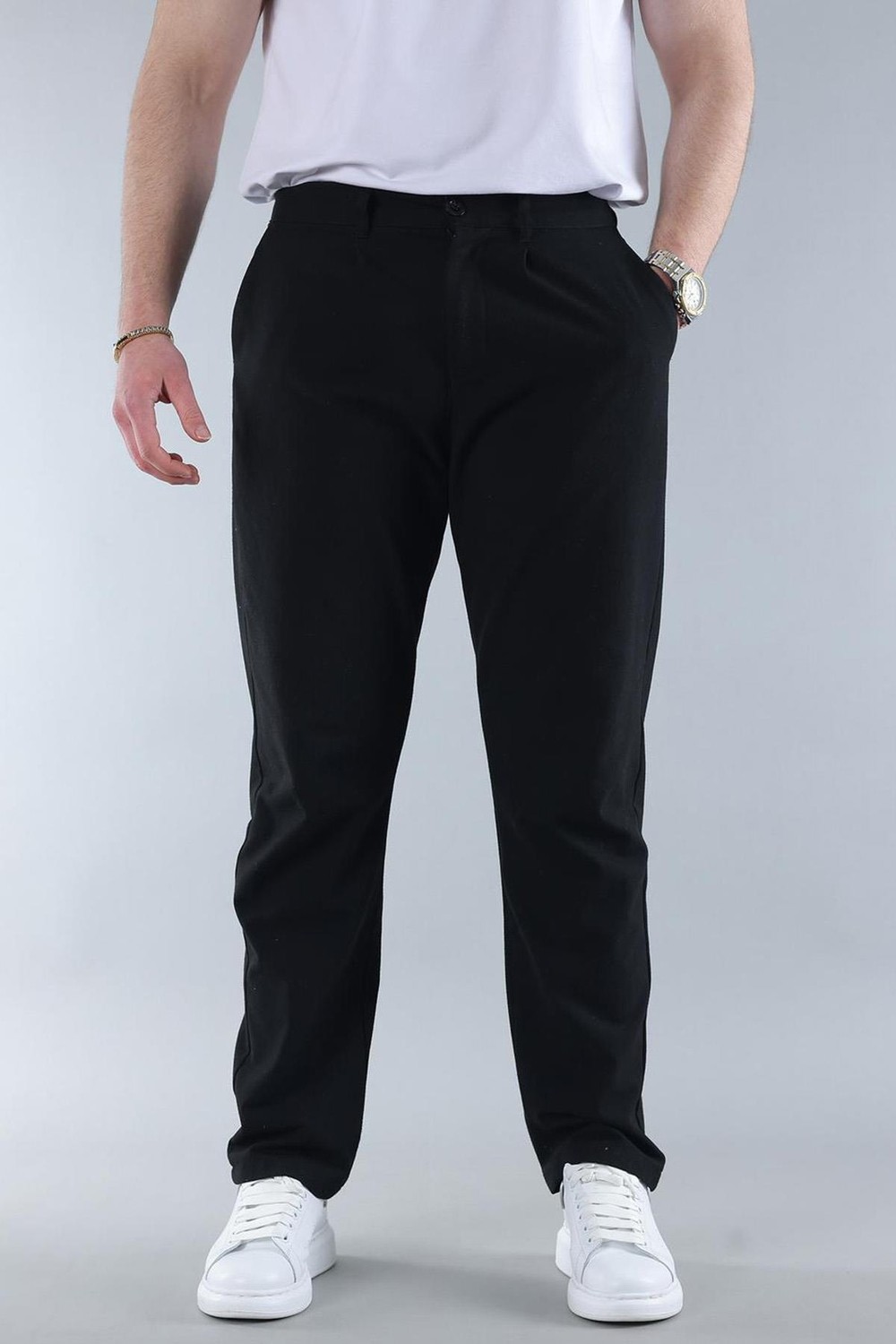 Madmext Siyah Regular Fit Düz Kesim Yan Cepli Erkek Pantolon 6540 görsel 8