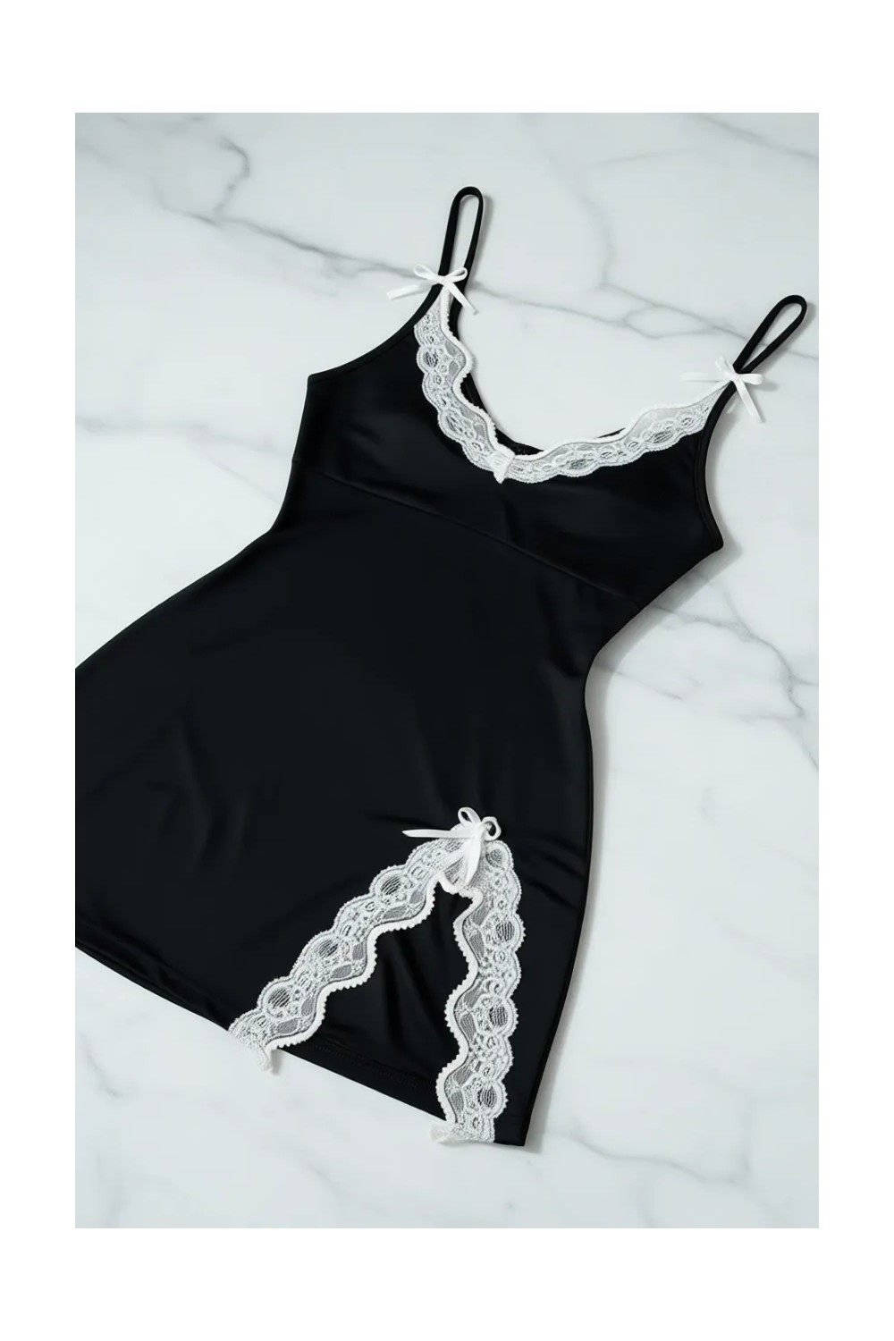 Merry See Bacak Yırtmaçlı Dantel Işlemeli Gecelik Babydoll Iç Giyim görsel 6