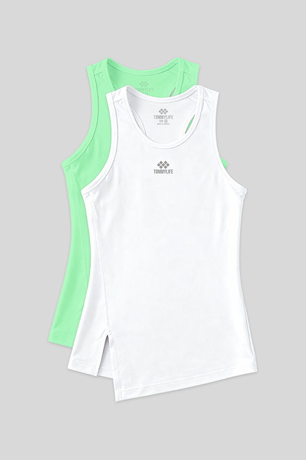 Tommy Life Standart Kalıp O Yaka 2li Paket İndigo-Koyu Gri Kadın Spor Atlet - 97256 görsel 4