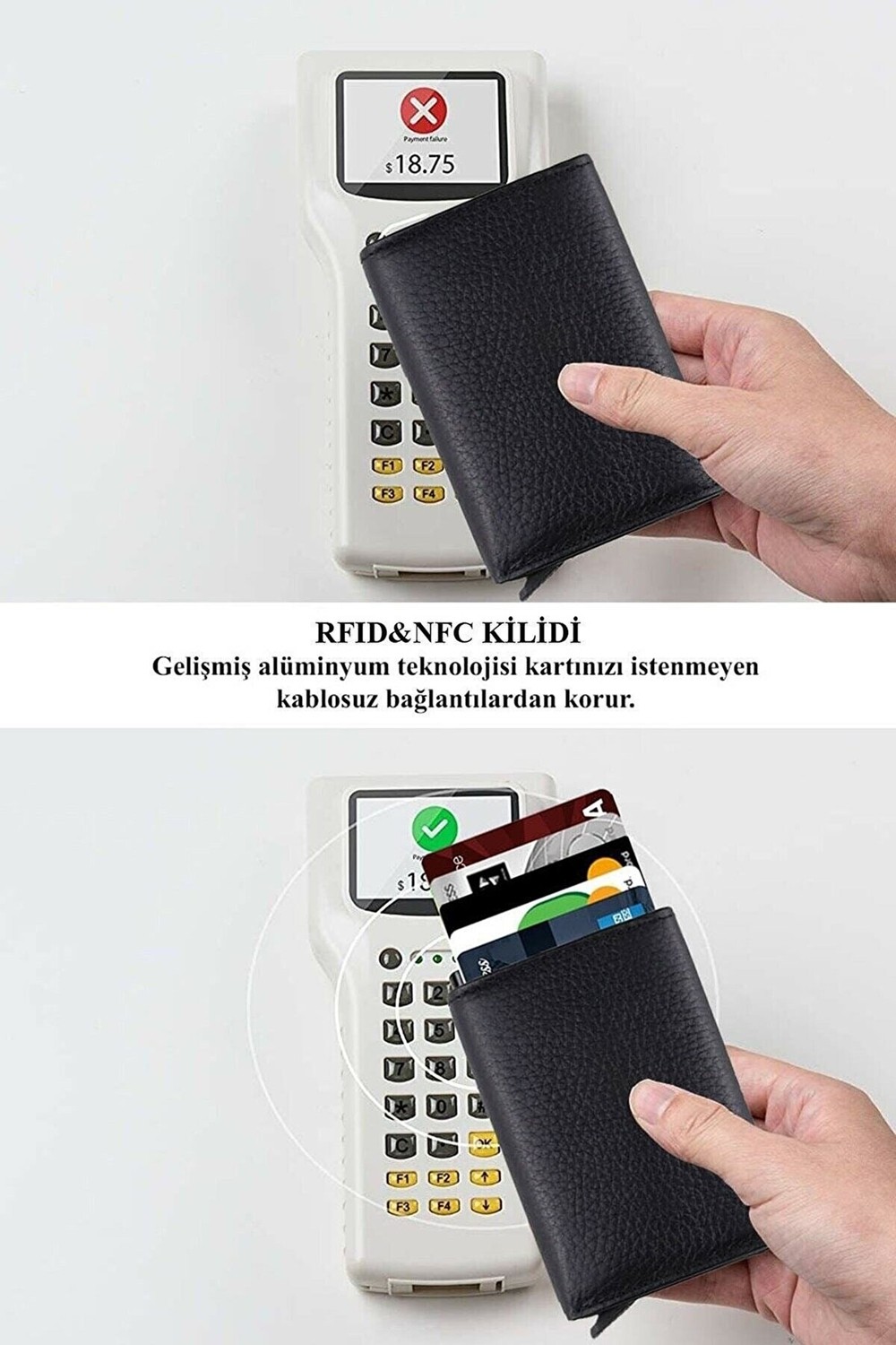 Newish Polo Erkek Mekanizmalı Cüzdan ve Hakiki Deri Çelik Kasalı Omuz ve El Çantası Orta Boy - Siyah - NEWPOLO416 görsel 6