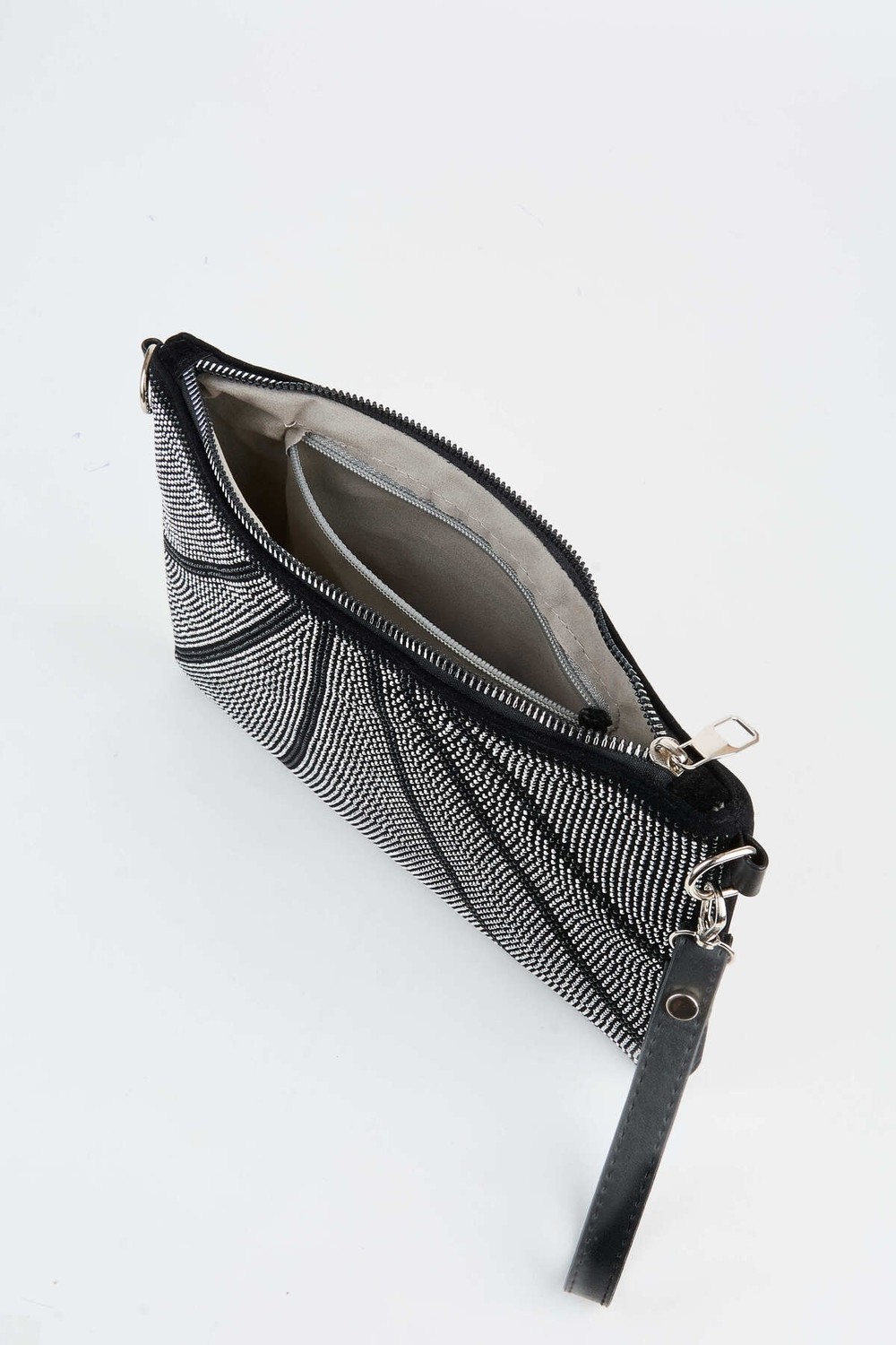 Vivaq Kadın Parça Gümüş Taşlı Süet Bilek Askılı ve Zincir Askılı Portföy El ve Clutch Çanta görsel 3