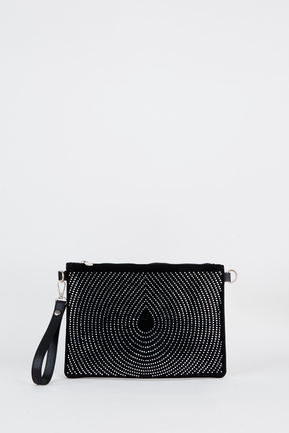 Vivaq Kadın Damla Gümüş Taşlı Süet Bilek Askılı ve Zincir Askılı Portföy El ve Clutch Çanta