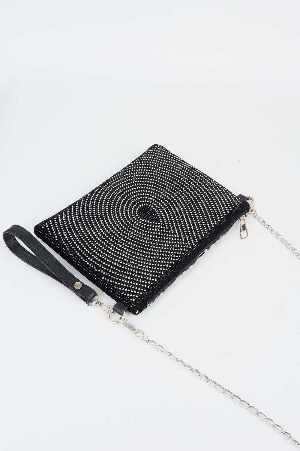 Vivaq Kadın Damla Gümüş Taşlı Süet Bilek Askılı ve Zincir Askılı Portföy El ve Clutch Çanta görsel 4