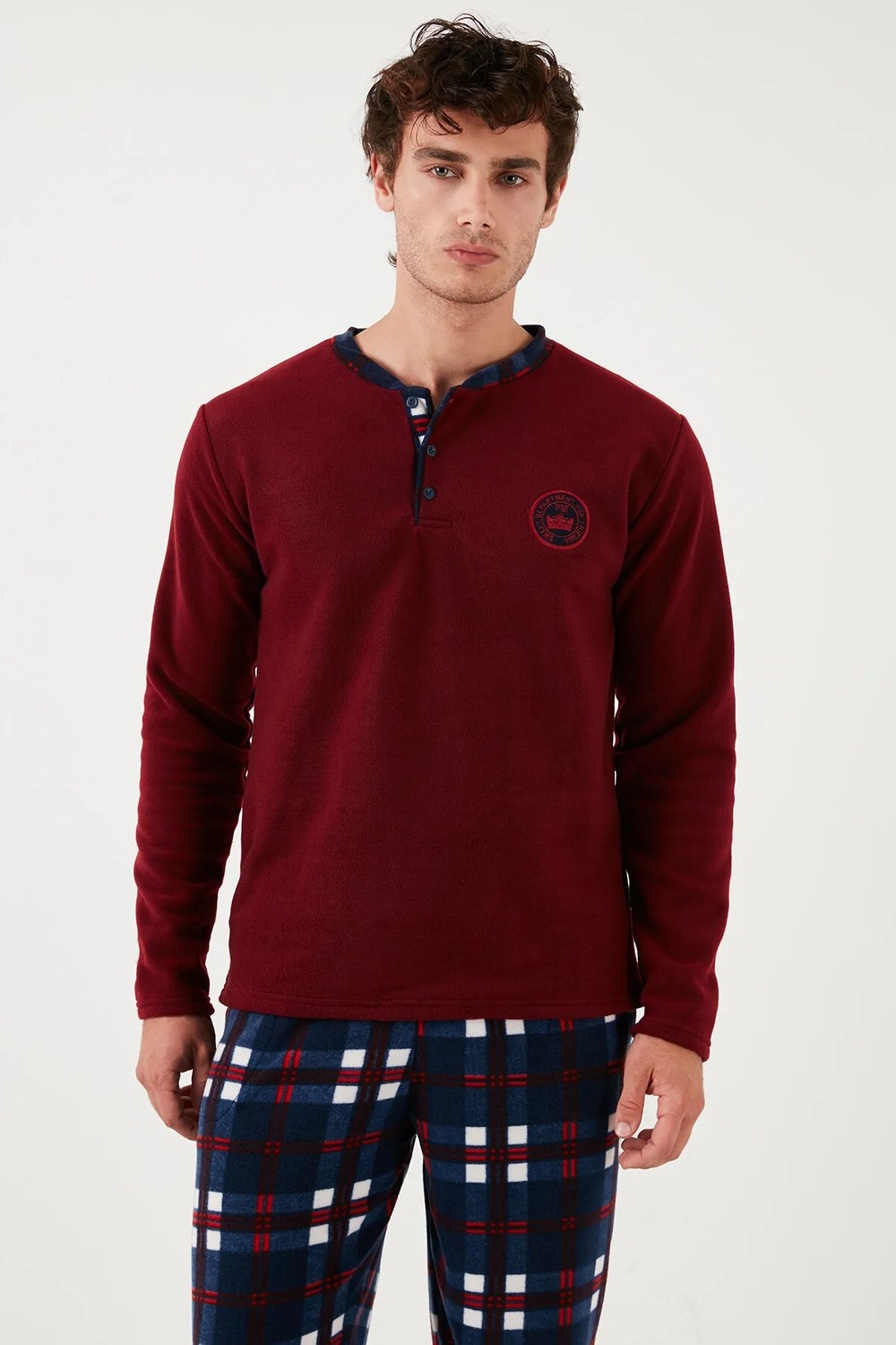 Buratti Regular Fit Bisiklet Yaka Kışlık Yumuşak Dokulu Polar Pijama Takımı Erkek Pijama Takımı 6096100 görsel 2