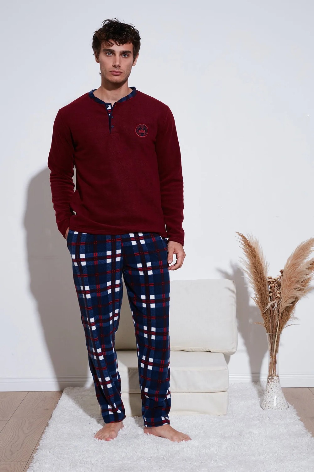 Buratti Regular Fit Bisiklet Yaka Kışlık Yumuşak Dokulu Polar Pijama Takımı Erkek Pijama Takımı 6096100 görsel 4