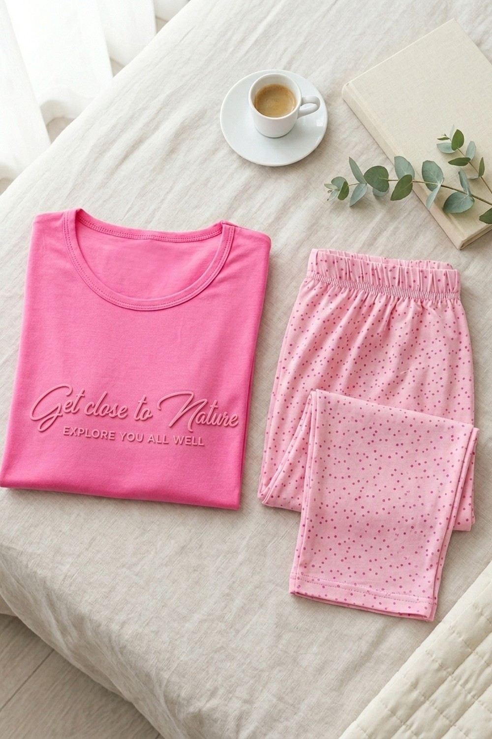 Mataş Kadın Desenli Bambu Viskon Uzun Kollu Soft Örme Mevsimlik Yumuşak Pijama Takımı görsel 2