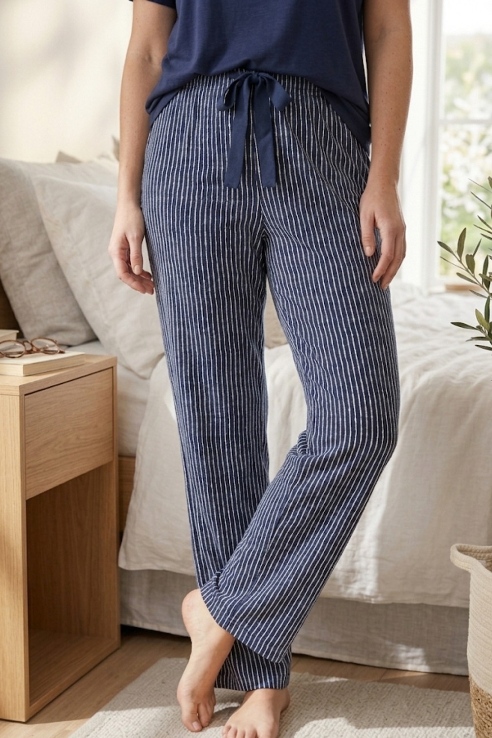 Aura Collections Kadın Büyük Beden Pamuklu Pijama Altı Lastikli Bel Rahat Kesim Battal Boy Soft Örme görsel 3