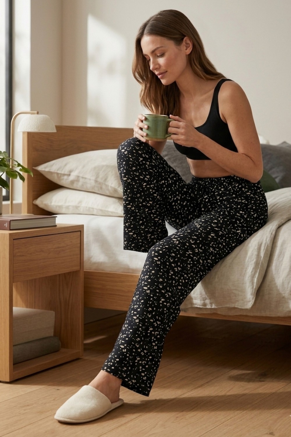 Aura Collections Kadın Büyük Beden Pamuklu Pijama Altı Lastikli Bel Rahat Kesim Battal Boy Soft Örme