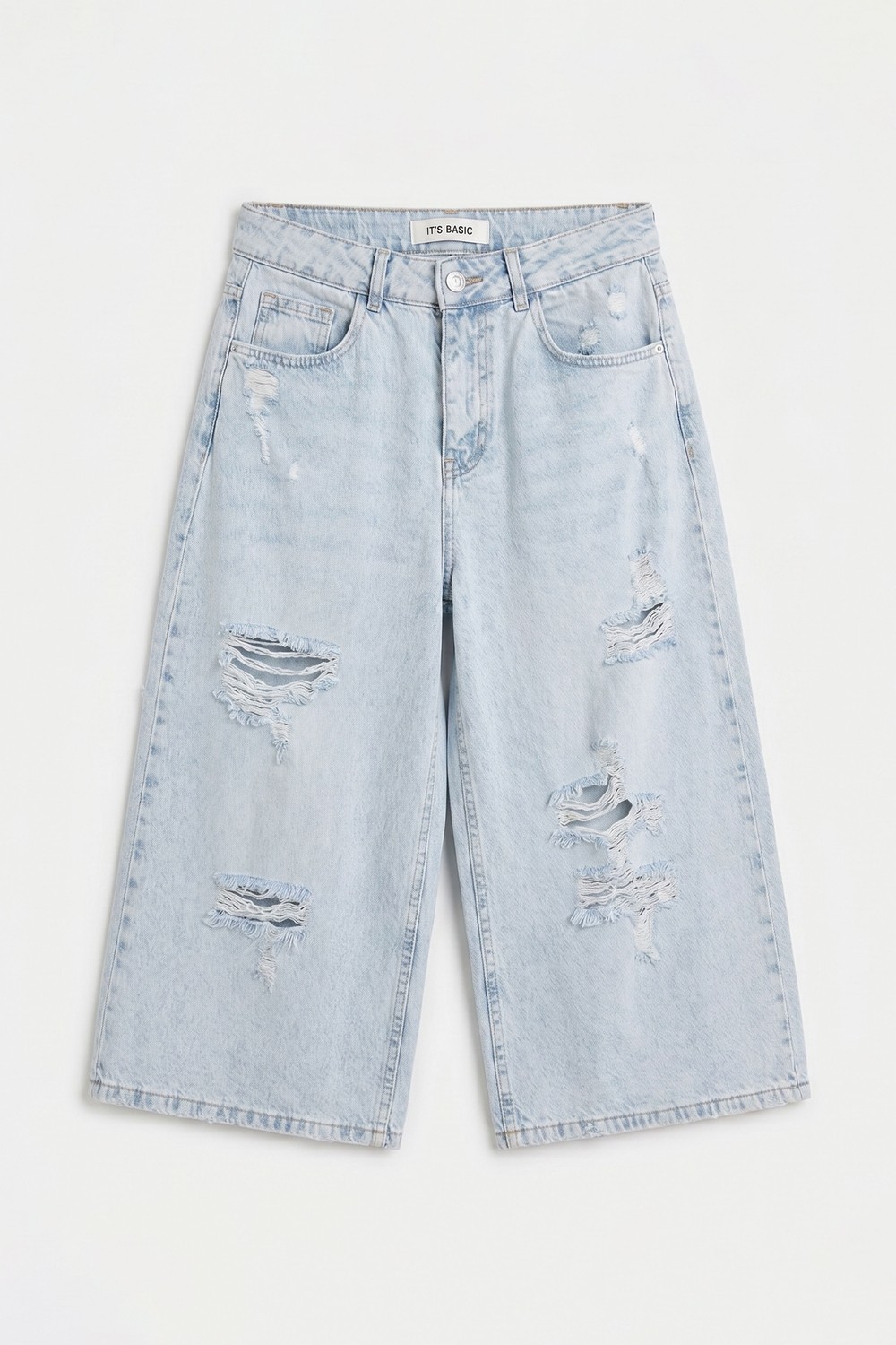 It's Basic Kadın Ice 12s6-3 Süper Baggy Fit Bermuda Denim Jort görsel 4