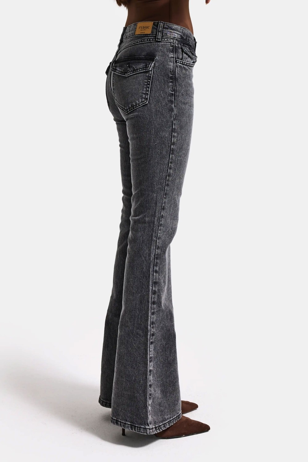 It's Basic Kadın Mavi Renk 2w5-5 SLN05 Midrise Flare Fit Esnek Kumaş İç Boy 83cm Denim Jean görsel 3