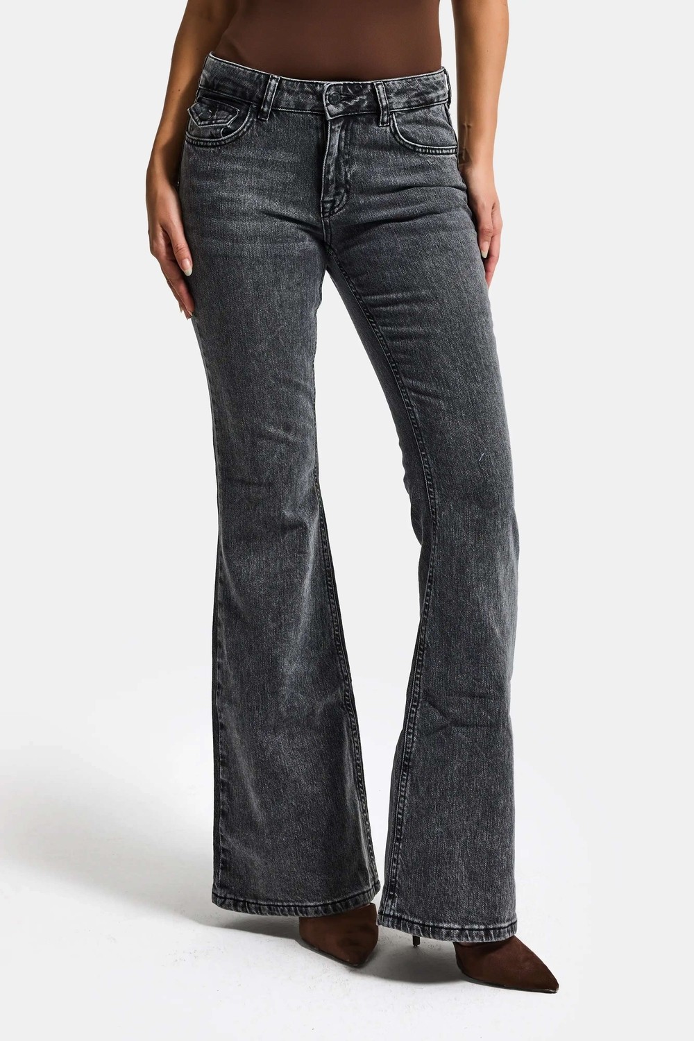It's Basic Kadın Mavi Renk 2w5-5 SLN05 Midrise Flare Fit Esnek Kumaş İç Boy 83cm Denim Jean görsel 4