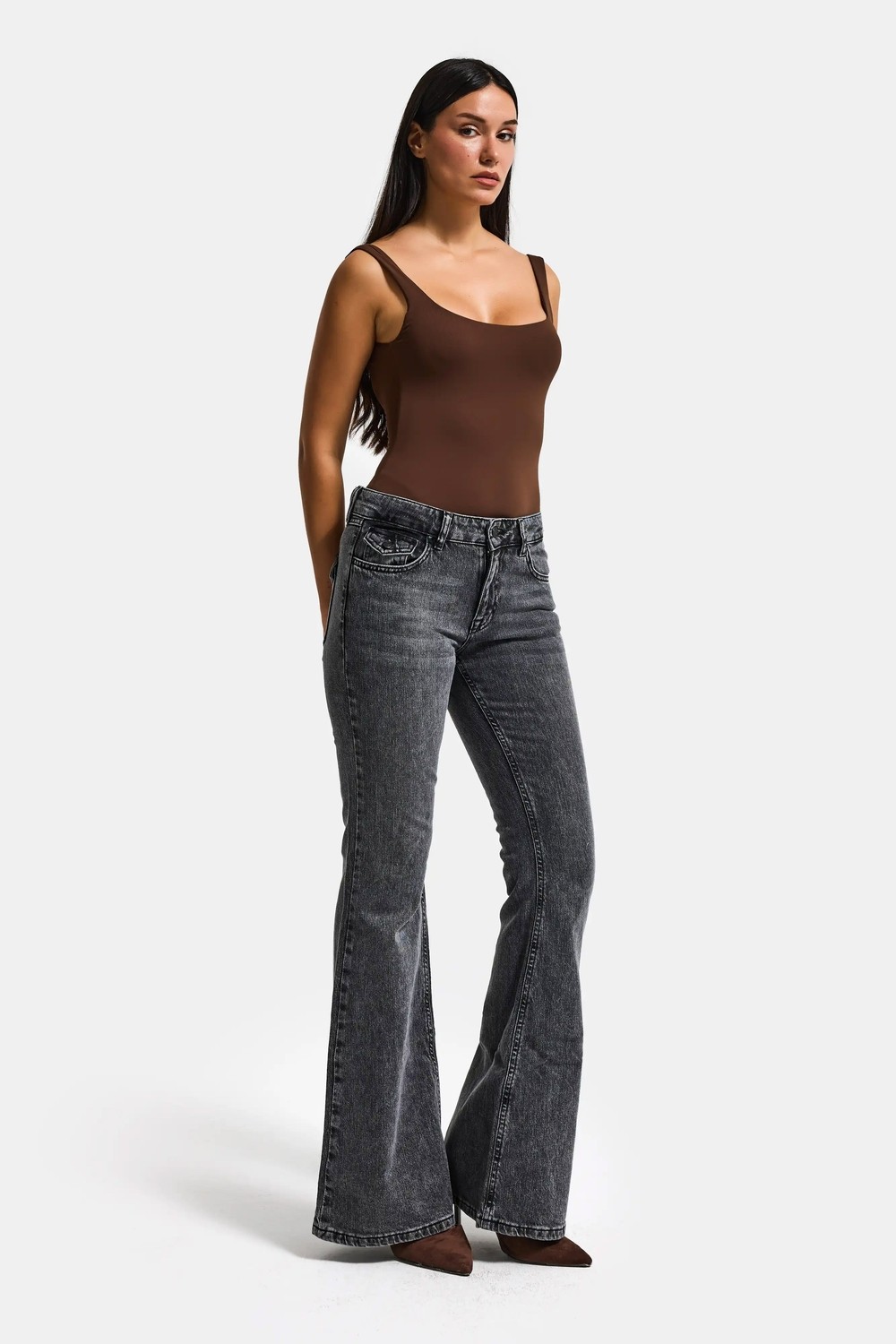 It's Basic Kadın Mavi Renk 2w5-5 SLN05 Midrise Flare Fit Esnek Kumaş İç Boy 83cm Denim Jean görsel 7