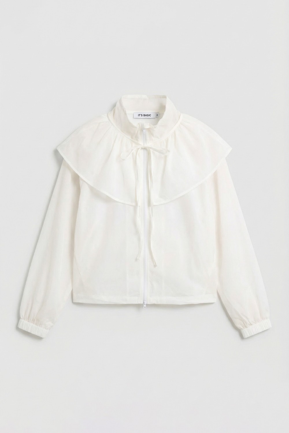 It's Basic Kadın Ekru w5 Oversize Yakalık Detaylı Özel Kumaş Tasarım Yağmurluk görsel 2